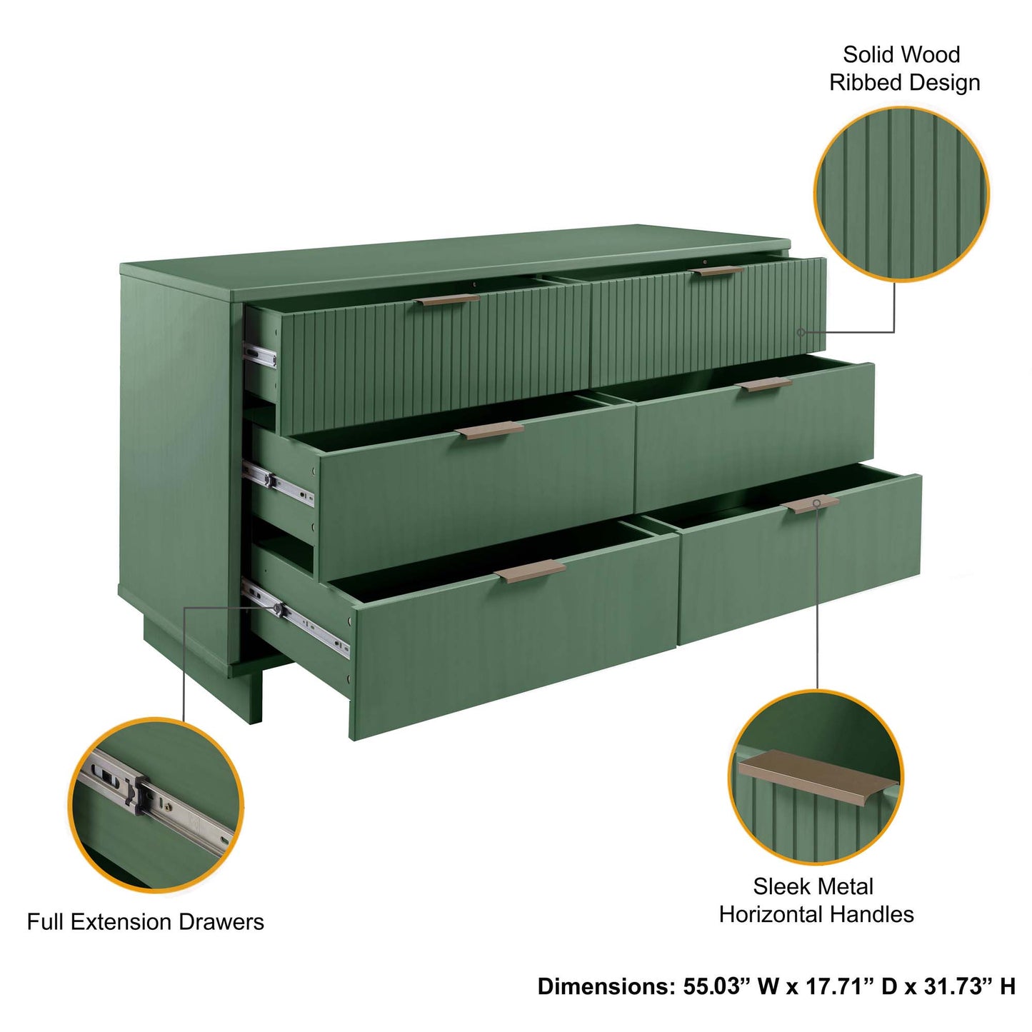 Granville Modern 2-Piece Dresser Set in Sage Green GRAN063