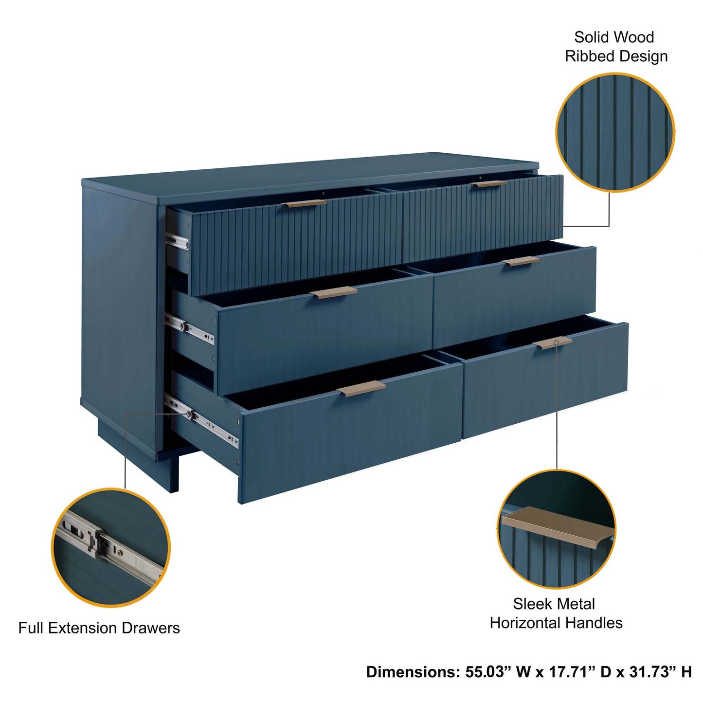 Granville Modern 2-Piece Dresser Set in Midnight Blue GRAN064