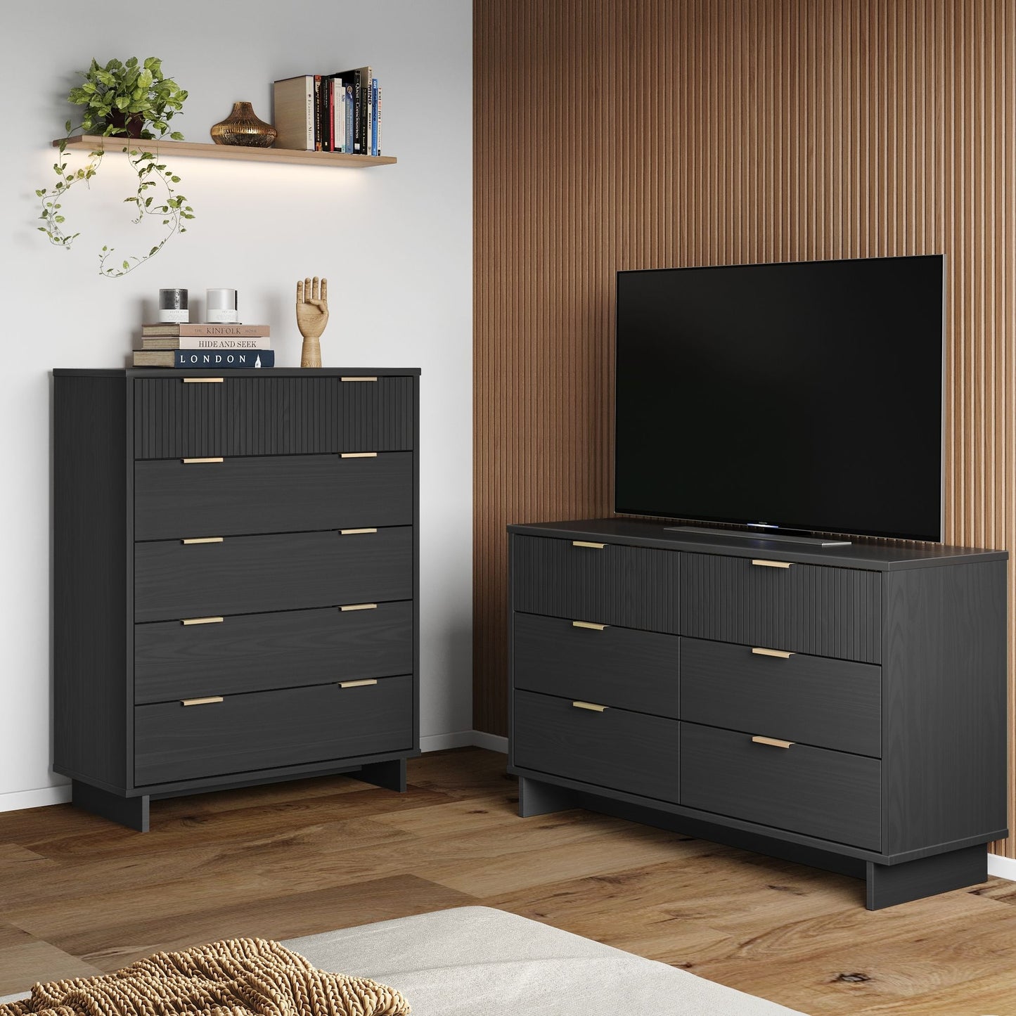 Granville Modern 2-Piece Dresser Set in Charcoal Gray GRAN065