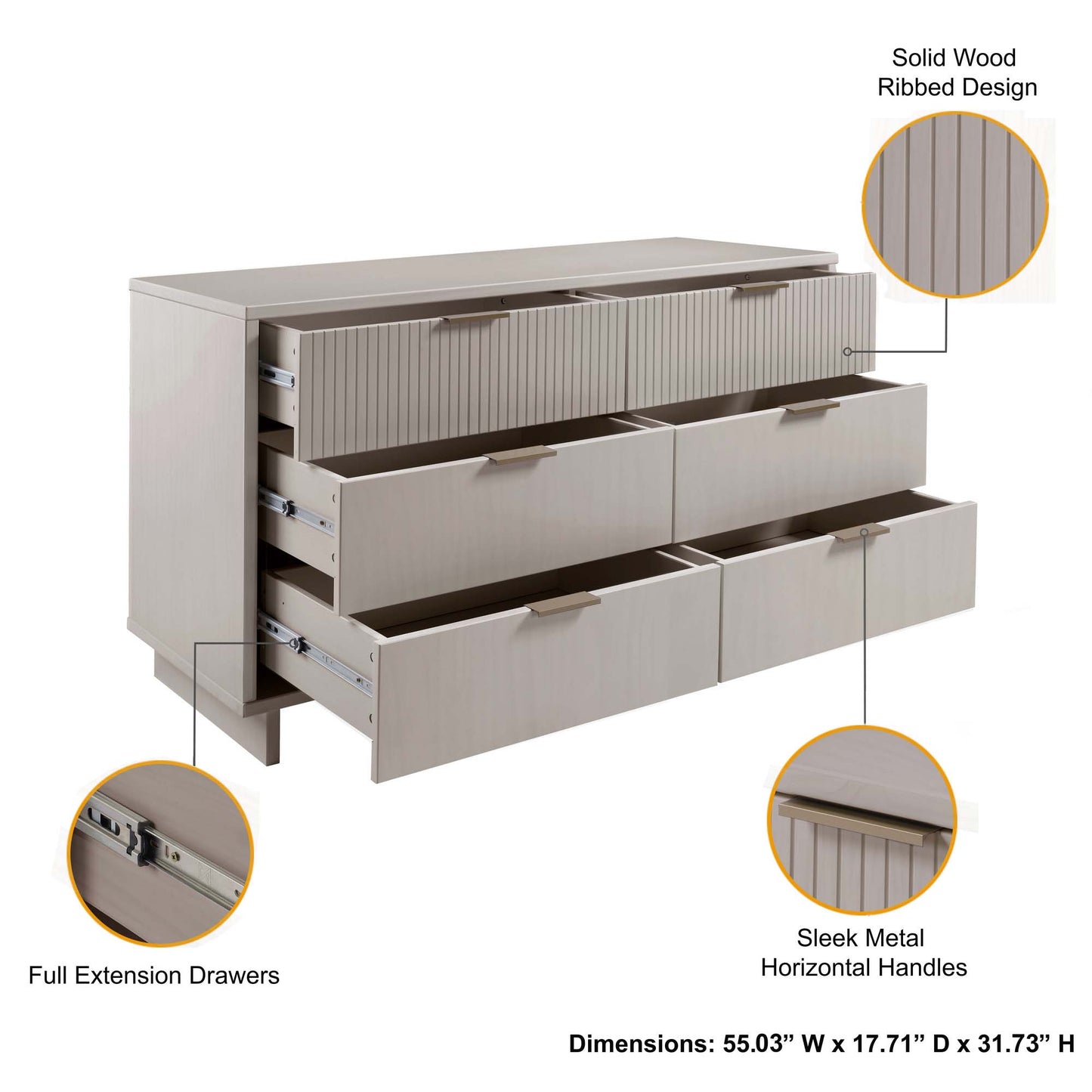 Granville Modern 3-Piece Dresser Set in Light Gray GRAN076