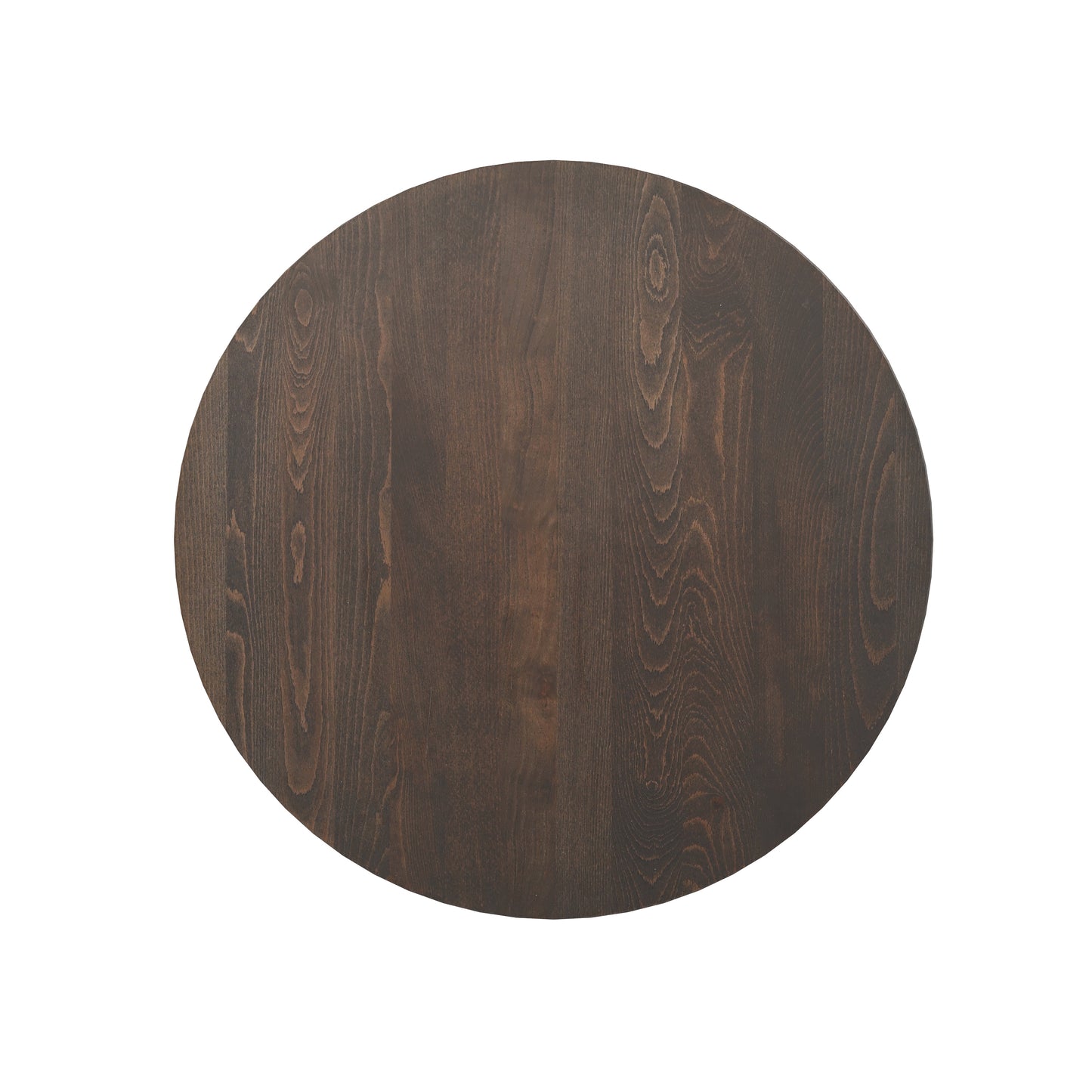 Bennett 30" Round Solid Wood Commercial Indoor Tabletop in Dark Brown with 18" Round Dining Height Rust-Resistant Black Cast Iron Base Dark Brown Top/Black Base