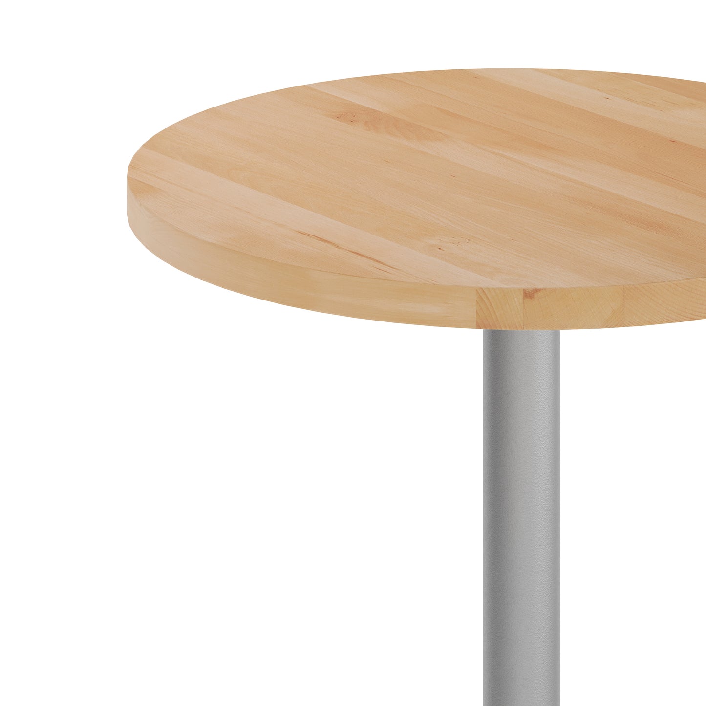 Bennett 30" Round Solid Wood Commercial Indoor Tabletop in Natural with 18" Round Dining Height Rust-Resistant Silver Cast Iron Base Natural Top/Silver Base