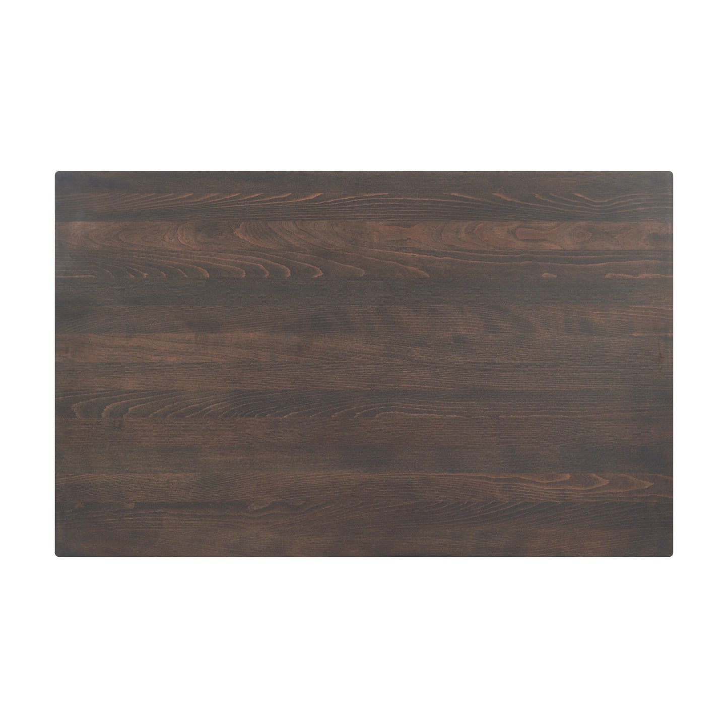 Bennett 30" x 48" Solid Wood Commercial Indoor Tabletop in Dark Brown with 23.5" x 29.5" Bar Height Rust-Resistant Black Cast Iron X-Base Dark Brown Top/Black Base GSF-REC3048-DKBRN-T2230B-GG