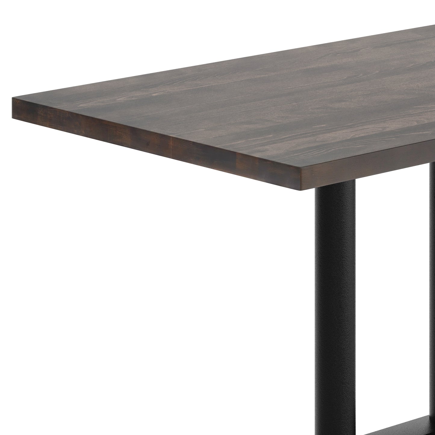 Bennett 30" x 48" Solid Wood Indoor Tabletop in Dark Brown with 27" x 15" Black Double Column Dining Height Table Base Dark Brown Top/Black Base