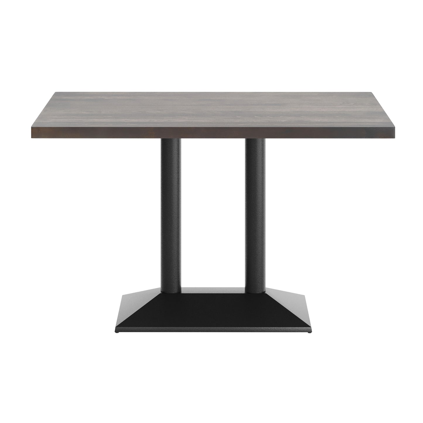Bennett 30" x 48" Solid Wood Indoor Tabletop in Dark Brown with 27" x 15" Black Double Column Dining Height Table Base Dark Brown Top/Black Base