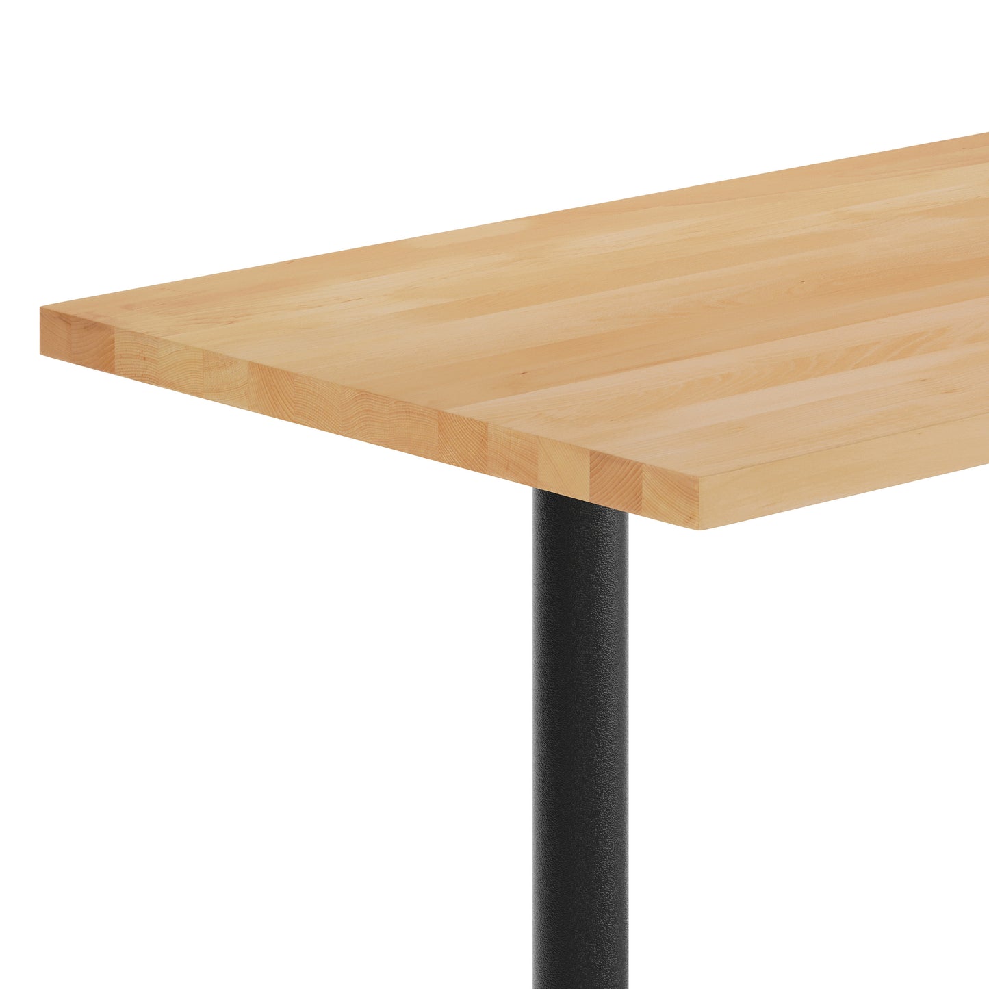Bennett 30" x 48" Solid Wood Commercial Indoor Tabletop in Natural with Dual 5" x 22" Dining Height Rust-Resistant Black Cast Iron T-Bases Natural Top/Black Base