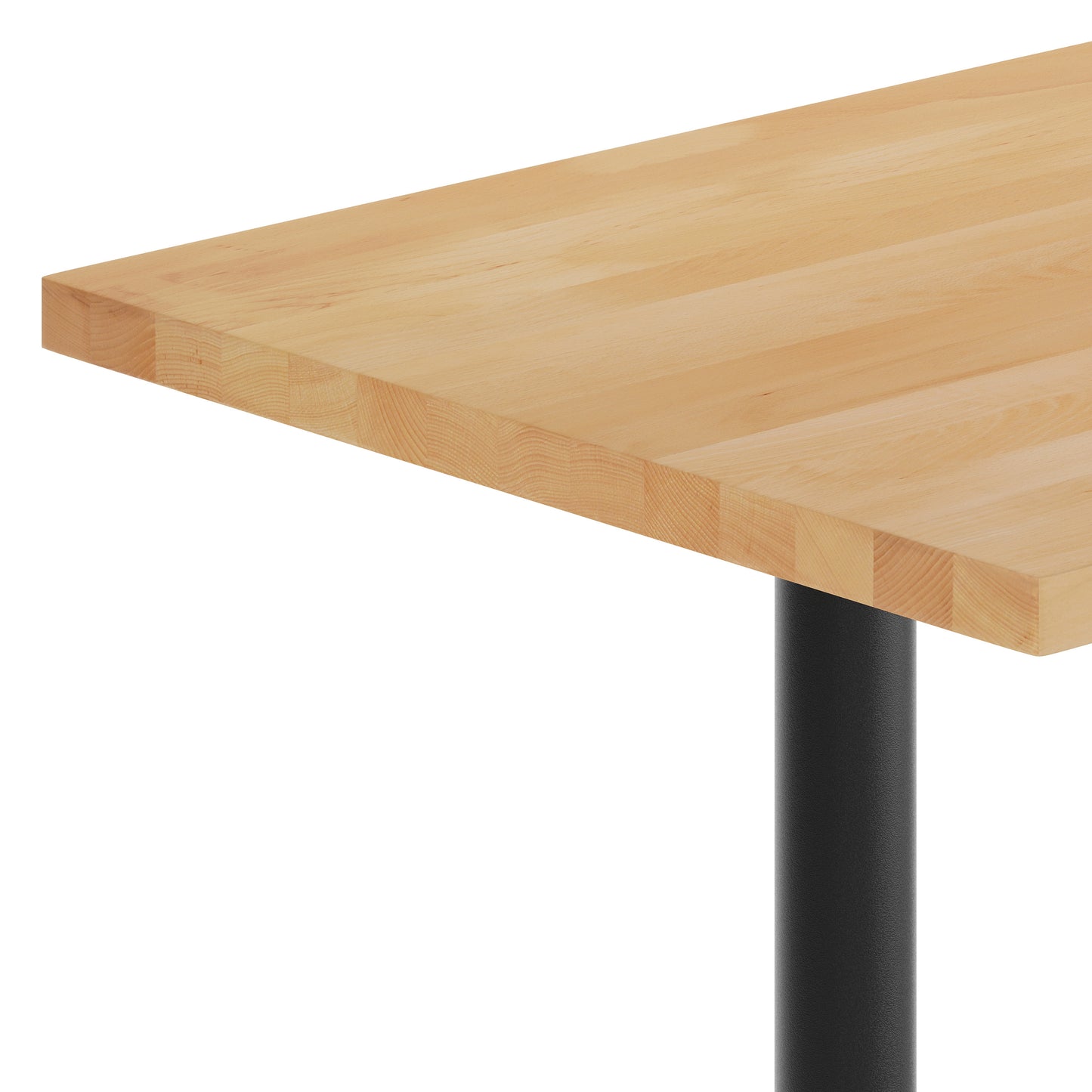 Bennett 30" x 48" Solid Wood Commercial Indoor Tabletop in Natural with Dual 5" x 22" Bar Height Rust-Resistant Black Cast Iron T-Bases Natural Top/Black Base