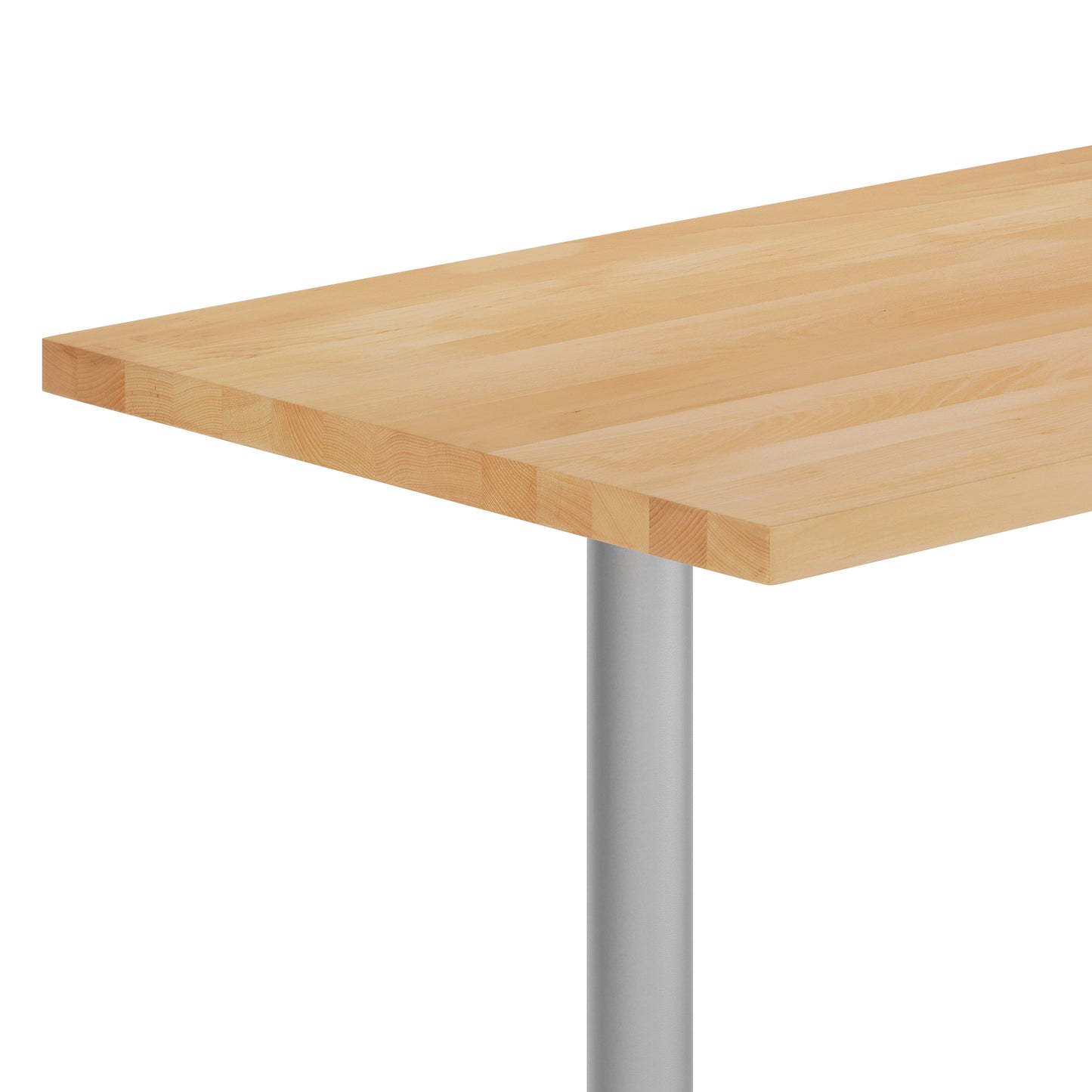 Bennett 30" x 48" Solid Wood Commercial Indoor Tabletop in Natural with Dual 5" x 22" Dining Height Rust-Resistant Silver Cast Iron T-Bases Natural Top/Silver Base