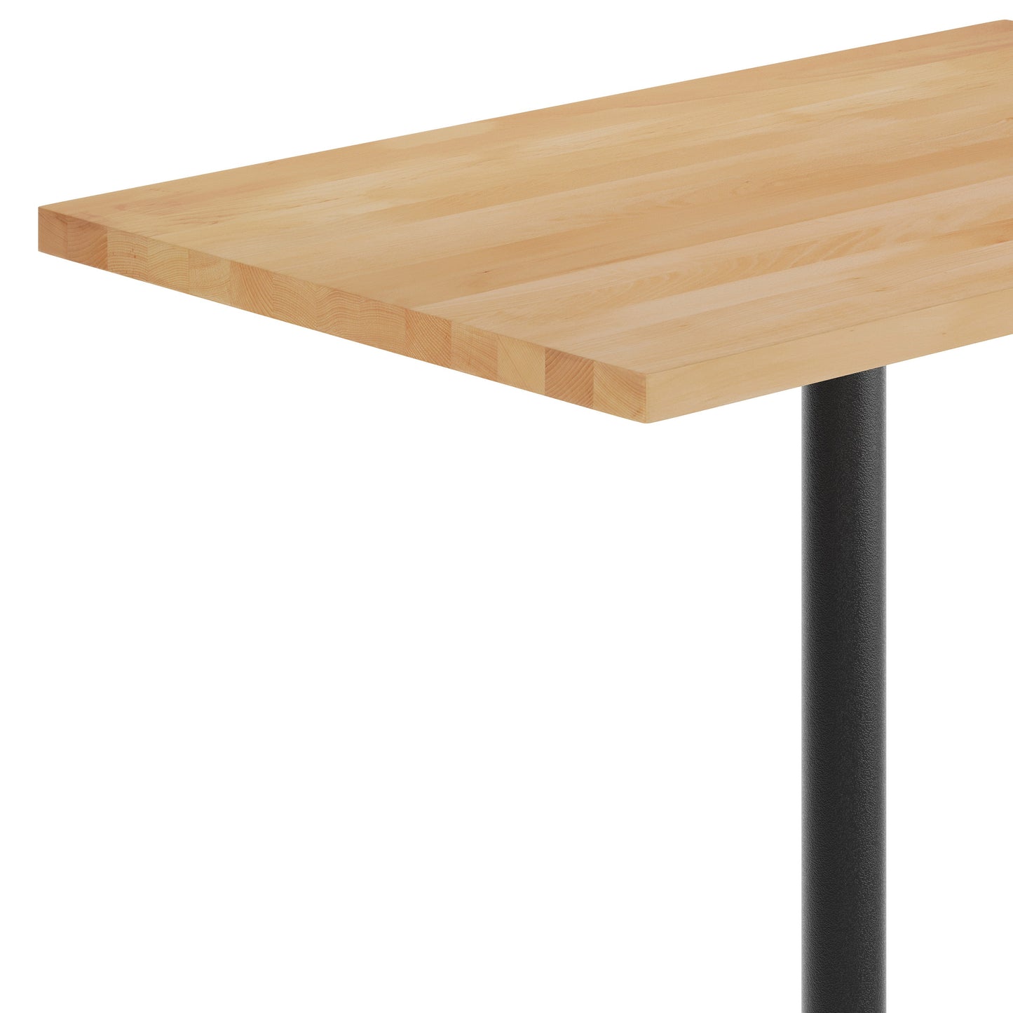 Bennett 30" x 48" Solid Wood Commercial Indoor Tabletop in Natural with 23.5" x 29.5" Bar Height Rust-Resistant Black Cast Iron X-Base Natural Top/Black Base