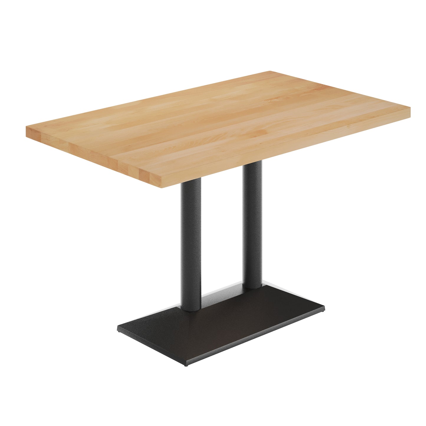 Bennett 30" x 48" Solid Wood Indoor Tabletop in Natural with 27" x 15" Black Double Column Dining Height Table Base Natural Top/Black Base