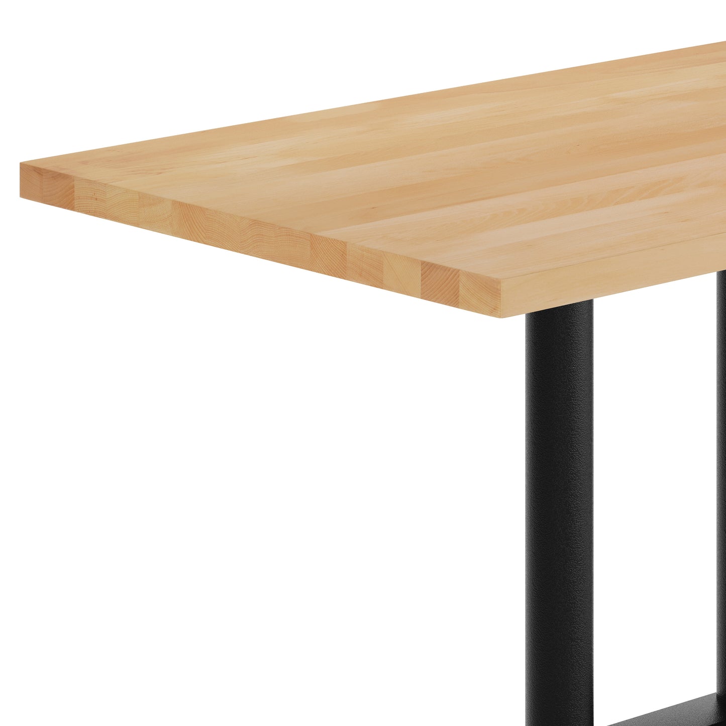 Bennett 30" x 48" Solid Wood Indoor Tabletop in Natural with 27" x 15" Black Double Column Dining Height Table Base Natural Top/Black Base