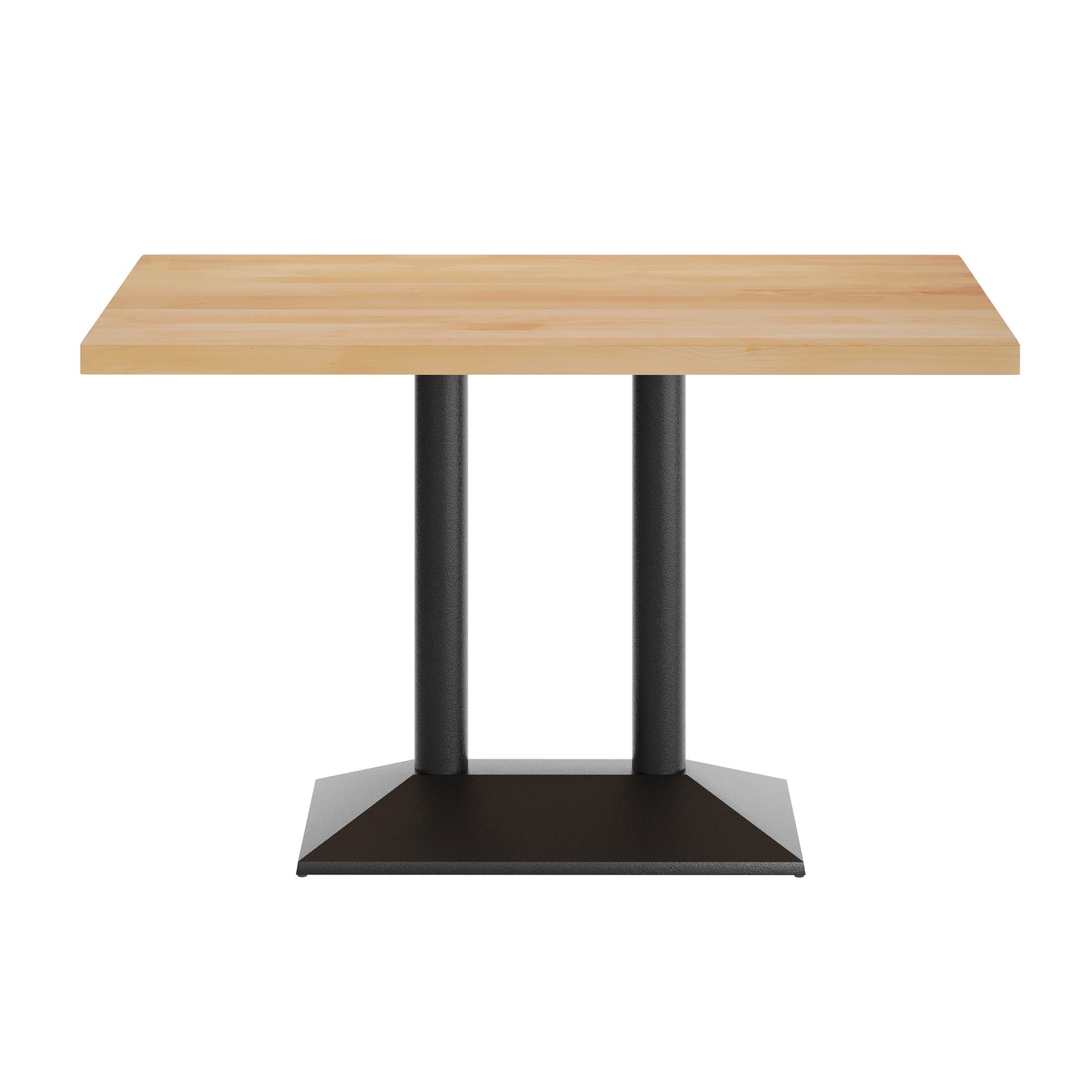 Bennett 30" x 48" Solid Wood Indoor Tabletop in Natural with 27" x 15" Black Double Column Dining Height Table Base Natural Top/Black Base