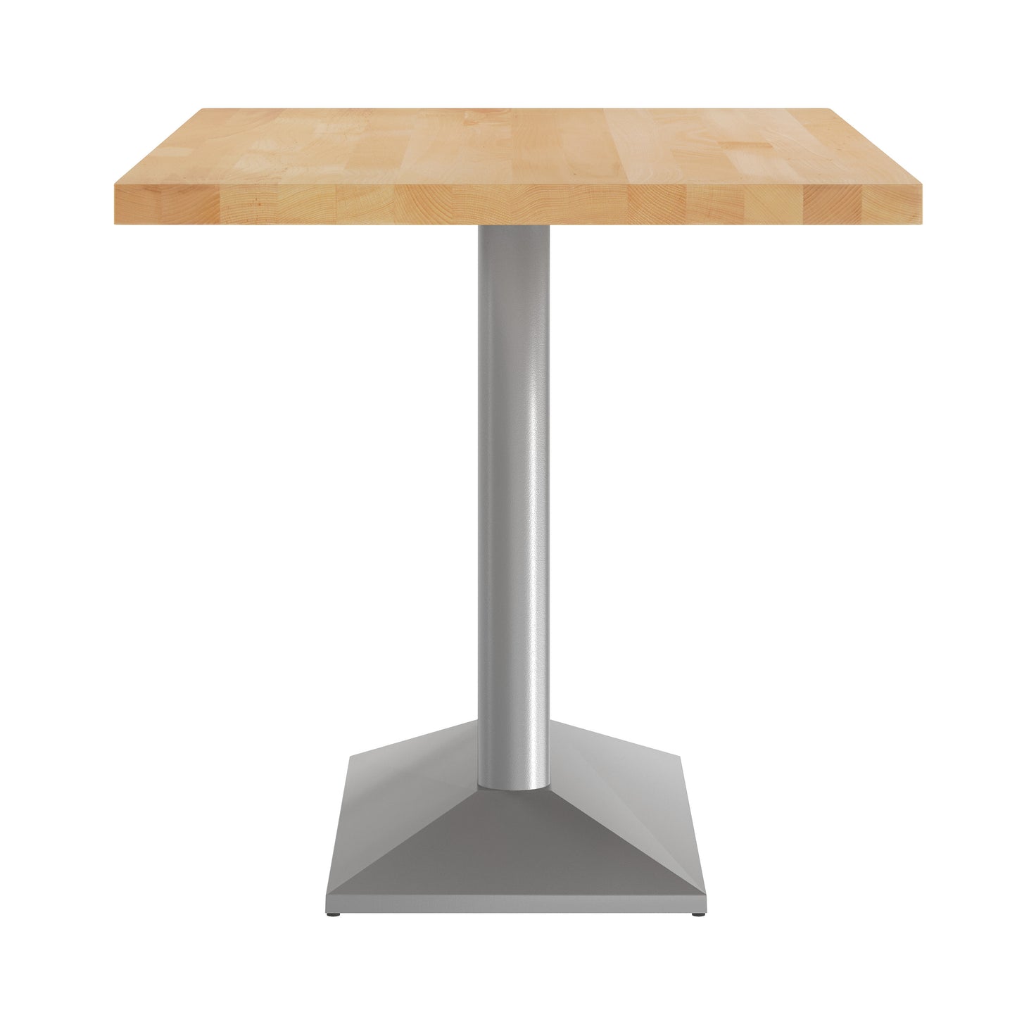 Bennett 30" x 48" Solid Wood Indoor Tabletop in Natural with 27" x 15" Silver Double Column Dining Height Table Base Natural Top/Silver Base
