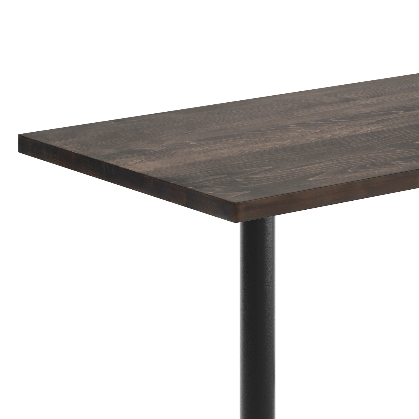 Bennett 30" x 60" Solid Wood Commercial Indoor Tabletop in Dark Brown with 22" x 22" Dining Height Rust-Resistant Black Cast Iron X-Base Dark Brown Top/Black Base