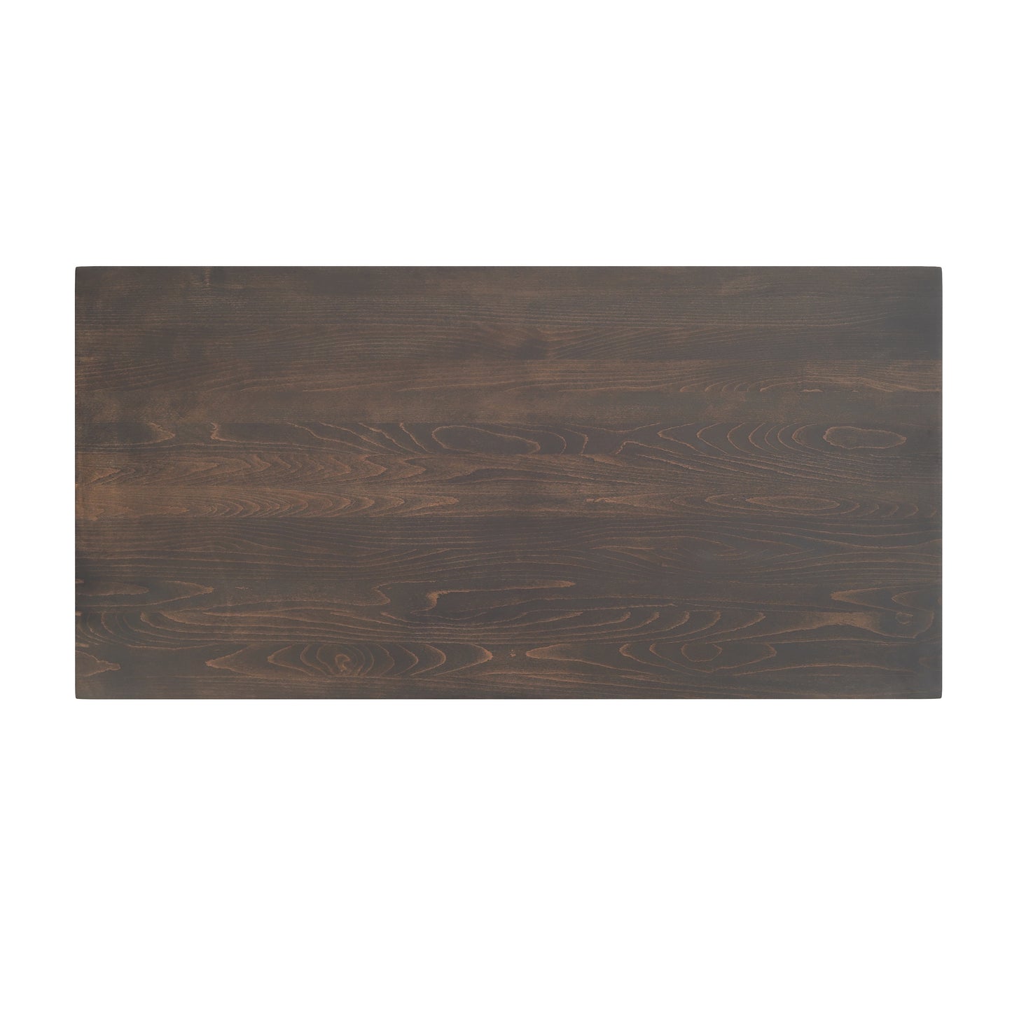 Bennett 30" x 60" Solid Wood Commercial Indoor Tabletop in Dark Brown with 22" x 22" Dining Height Rust-Resistant Black Cast Iron X-Base Dark Brown Top/Black Base