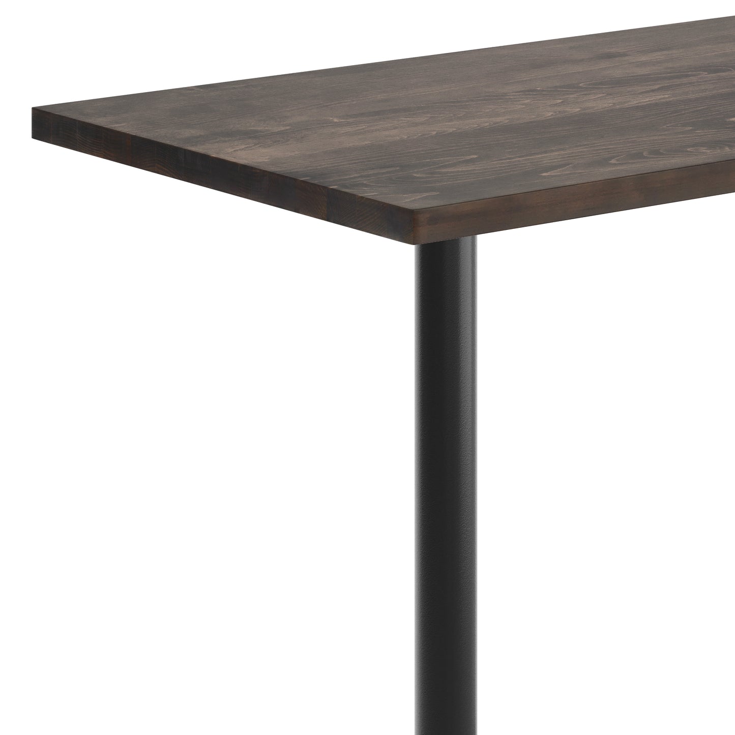 Bennett 30" x 60" Solid Wood Commercial Indoor Tabletop in Dark Brown with 22" x 22" Bar Height Rust-Resistant Black Cast Iron X-Base Dark Brown Top/Black Base
