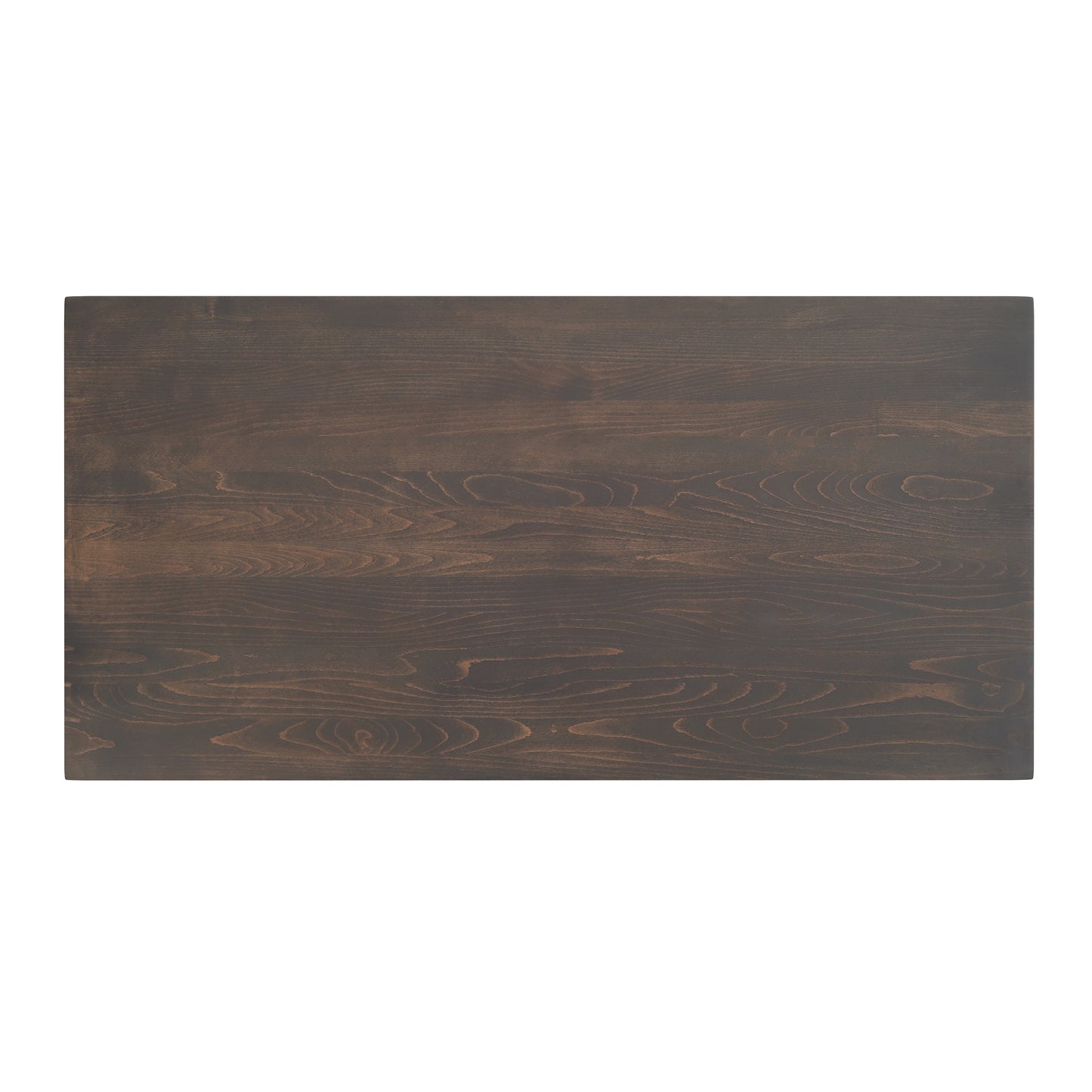 Bennett 30" x 60" Solid Wood Commercial Indoor Tabletop in Dark Brown with 22" x 22" Bar Height Rust-Resistant Black Cast Iron X-Base Dark Brown Top/Black Base