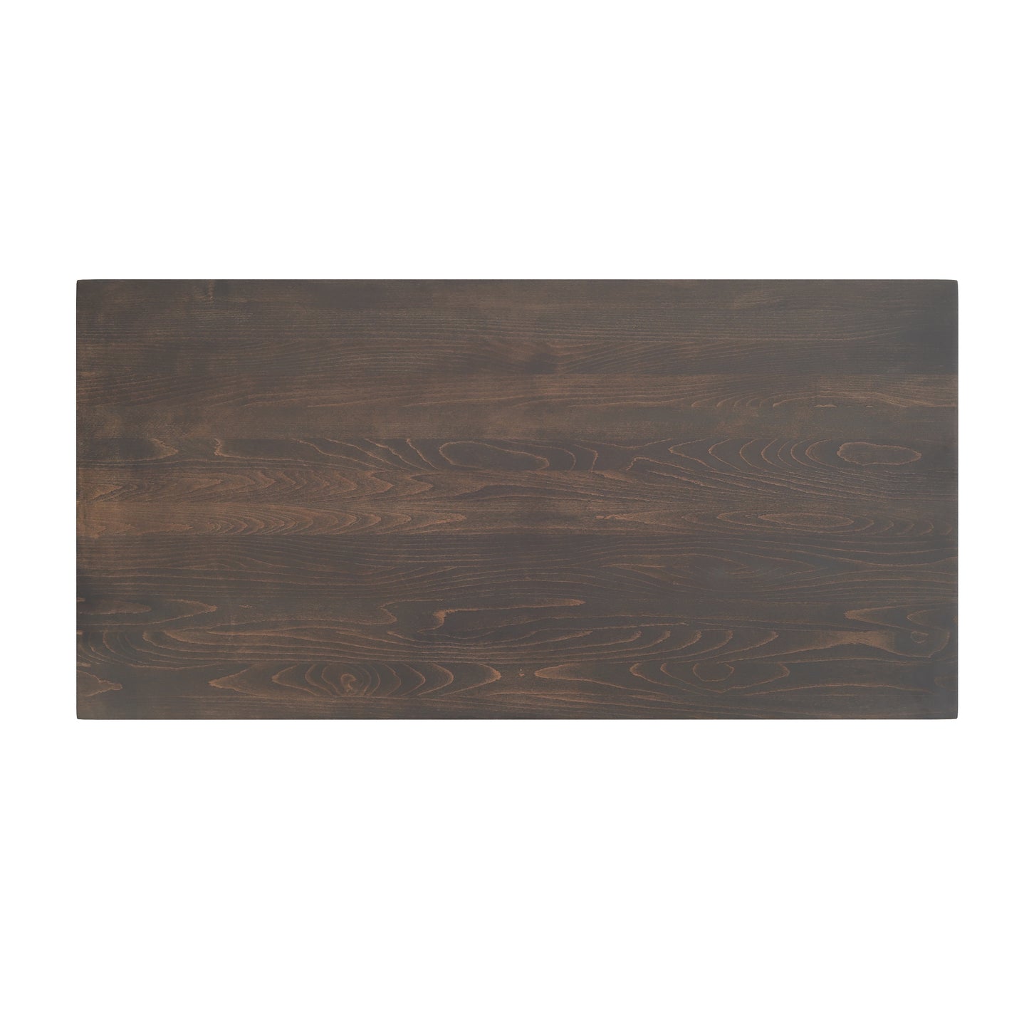 Bennett 30" x 60" Solid Wood Commercial Indoor Tabletop in Dark Brown with 22" x 22" Dining Height Rust-Resistant Silver Cast Iron X-Base Dark Brown Top/Silver Base