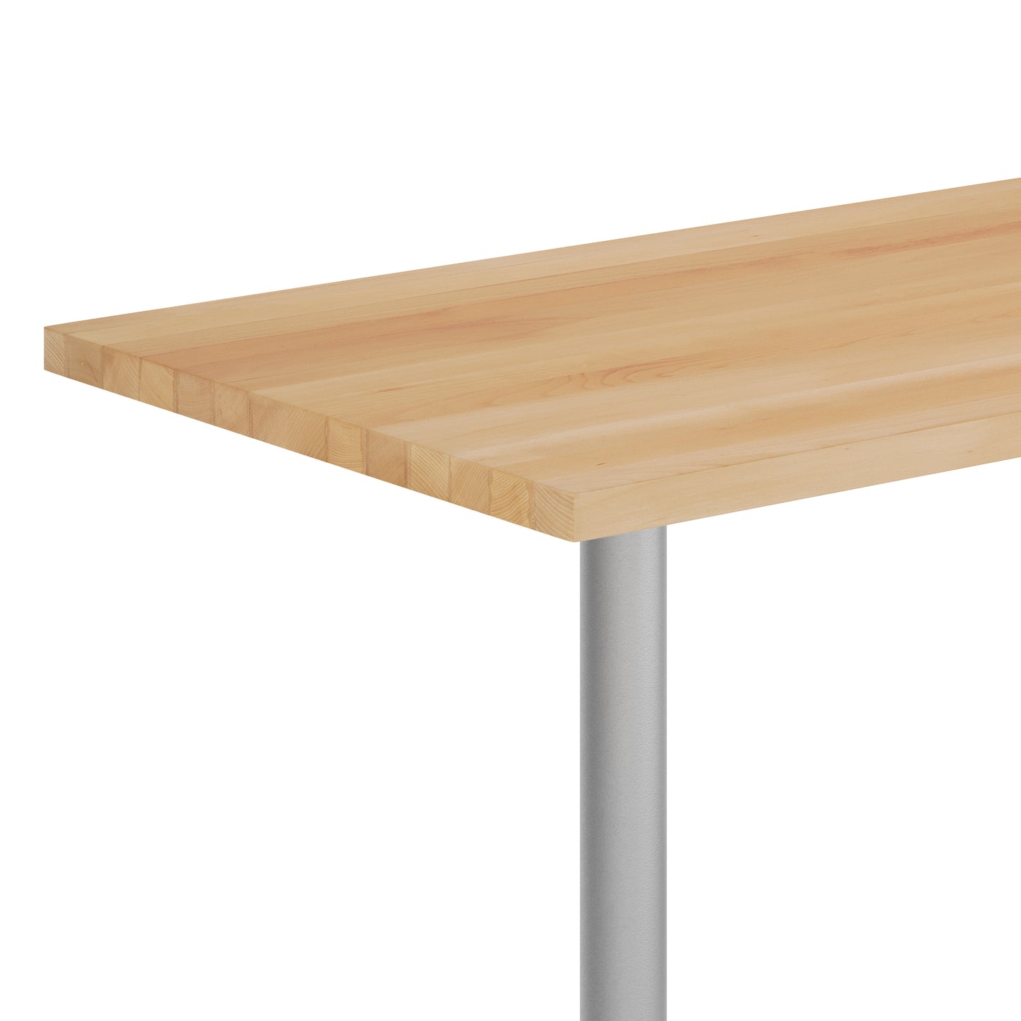 Bennett 30" x 60" Solid Wood Commercial Indoor Tabletop in Natural with 22" x 22" Dining Height Rust-Resistant Silver Cast Iron X-Base Natural Top/Silver Base