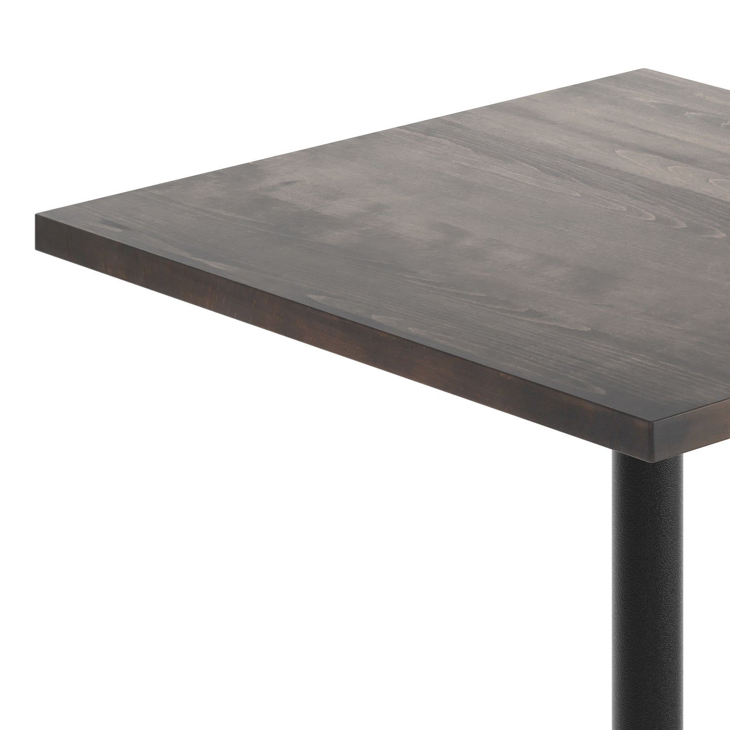 Bennett 36" Square Solid Wood Commercial Indoor Tabletop in Dark Brown with 30" x 30" Dining Height Rust-Resistant Black Cast Iron X-Base Dark Brown Top/Black Base
