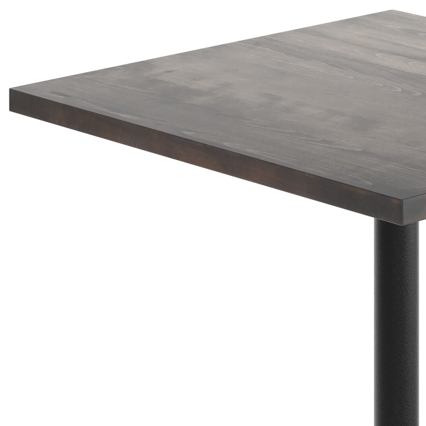 Bennett 36" Square Solid Wood Commercial Indoor Tabletop in Dark Brown with 30" x 30" Bar Height Rust-Resistant Black Cast Iron X-Base Dark Brown Top/Black Base