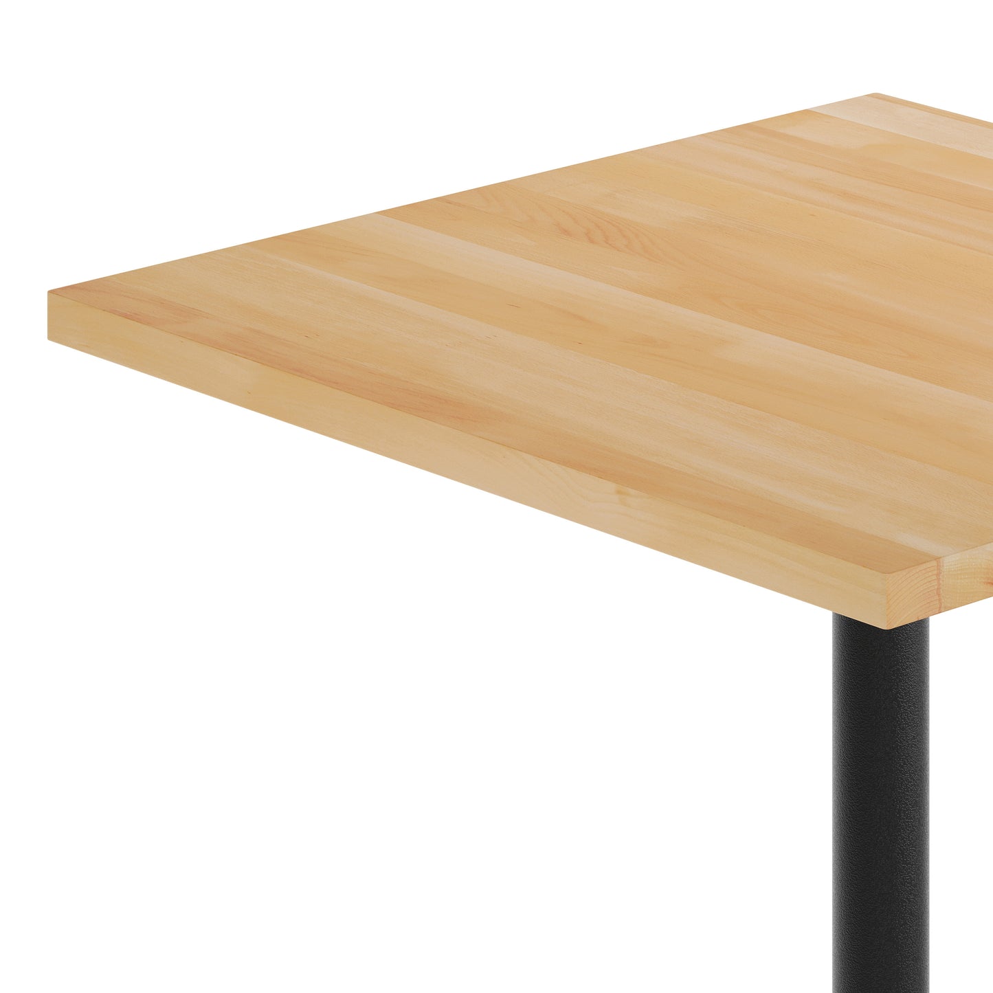 Bennett 36" Square Solid Wood Commercial Indoor Tabletop in Natural with 30" x 30" Dining Height Rust-Resistant Black Cast Iron X-Base Natural Top/Black Base