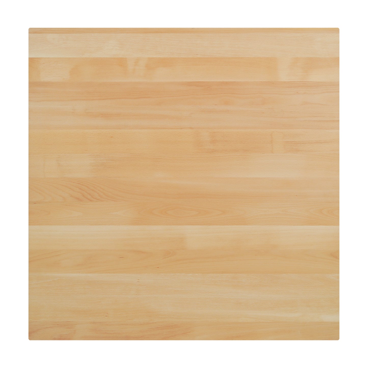 Bennett 36" Square Solid Wood Commercial Indoor Tabletop in Natural with 30" x 30" Dining Height Rust-Resistant Black Cast Iron X-Base Natural Top/Black Base