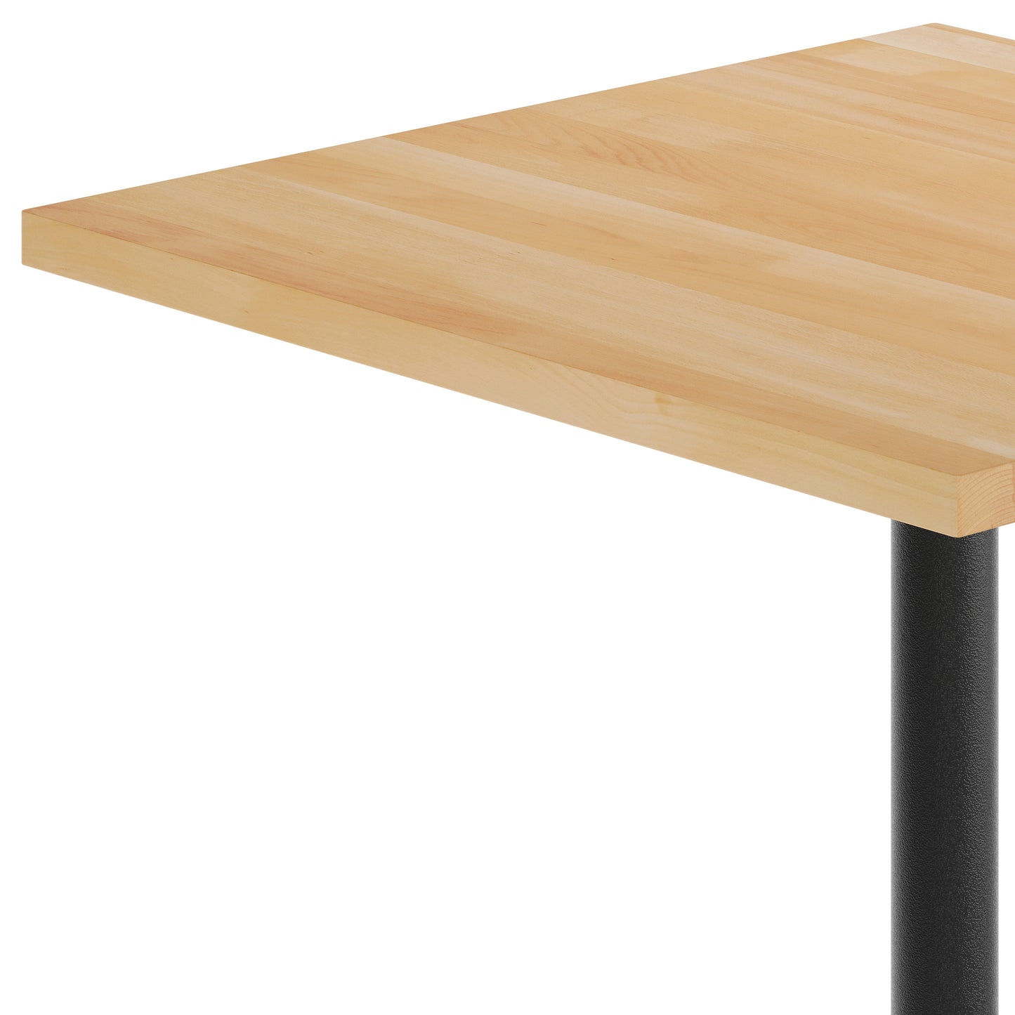 Bennett 36" Square Solid Wood Commercial Indoor Tabletop in Natural with 30" x 30" Bar Height Rust-Resistant Black Cast Iron X-Base Natural Top/Black Base