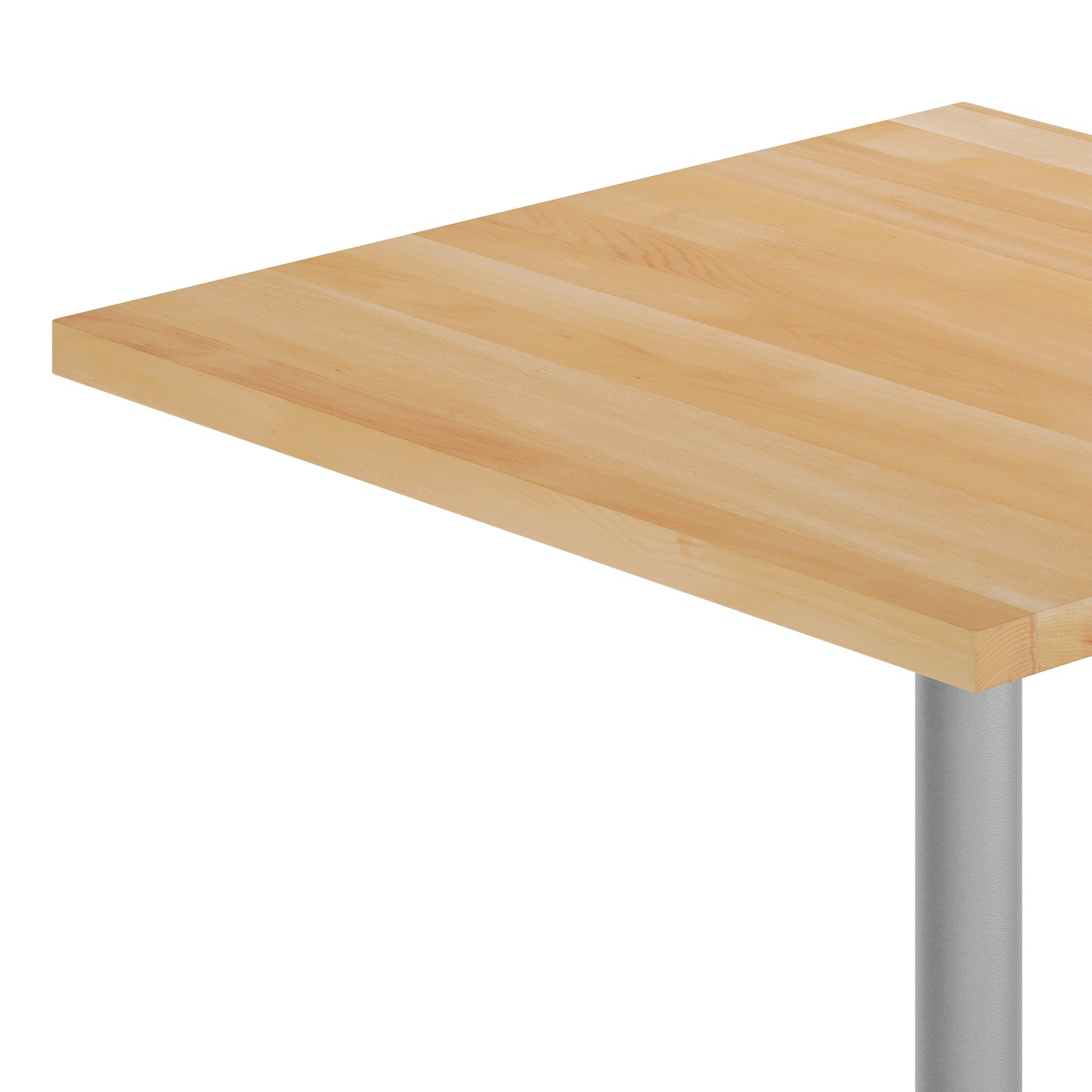 Bennett 36" Square Solid Wood Commercial Indoor Tabletop in Natural with 30" x 30" Dining Height Rust-Resistant Silver Cast Iron X-Base Natural Top/Silver Base