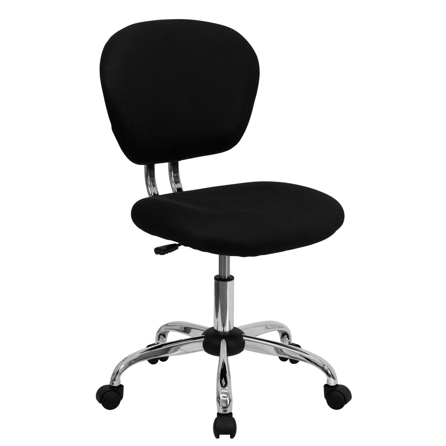Beverly Mid-Back Black Mesh Padded Swivel Task Office Chair with Chrome Base Black