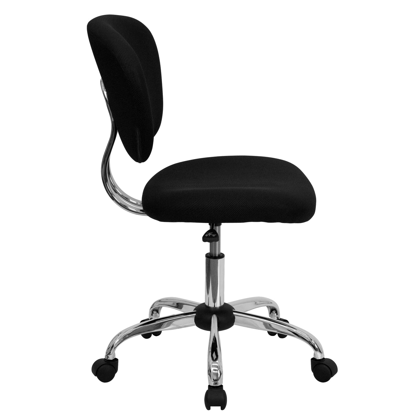 Beverly Mid-Back Black Mesh Padded Swivel Task Office Chair with Chrome Base Black