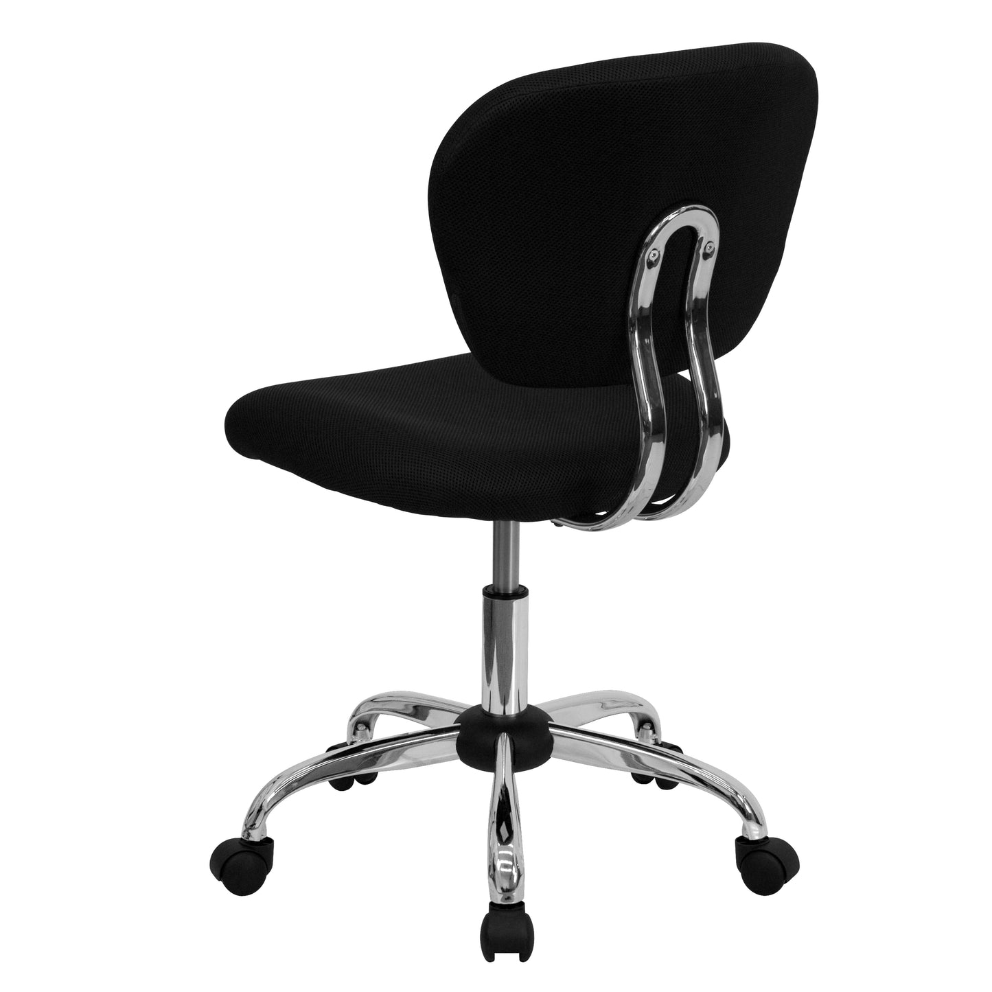 Beverly Mid-Back Black Mesh Padded Swivel Task Office Chair with Chrome Base Black