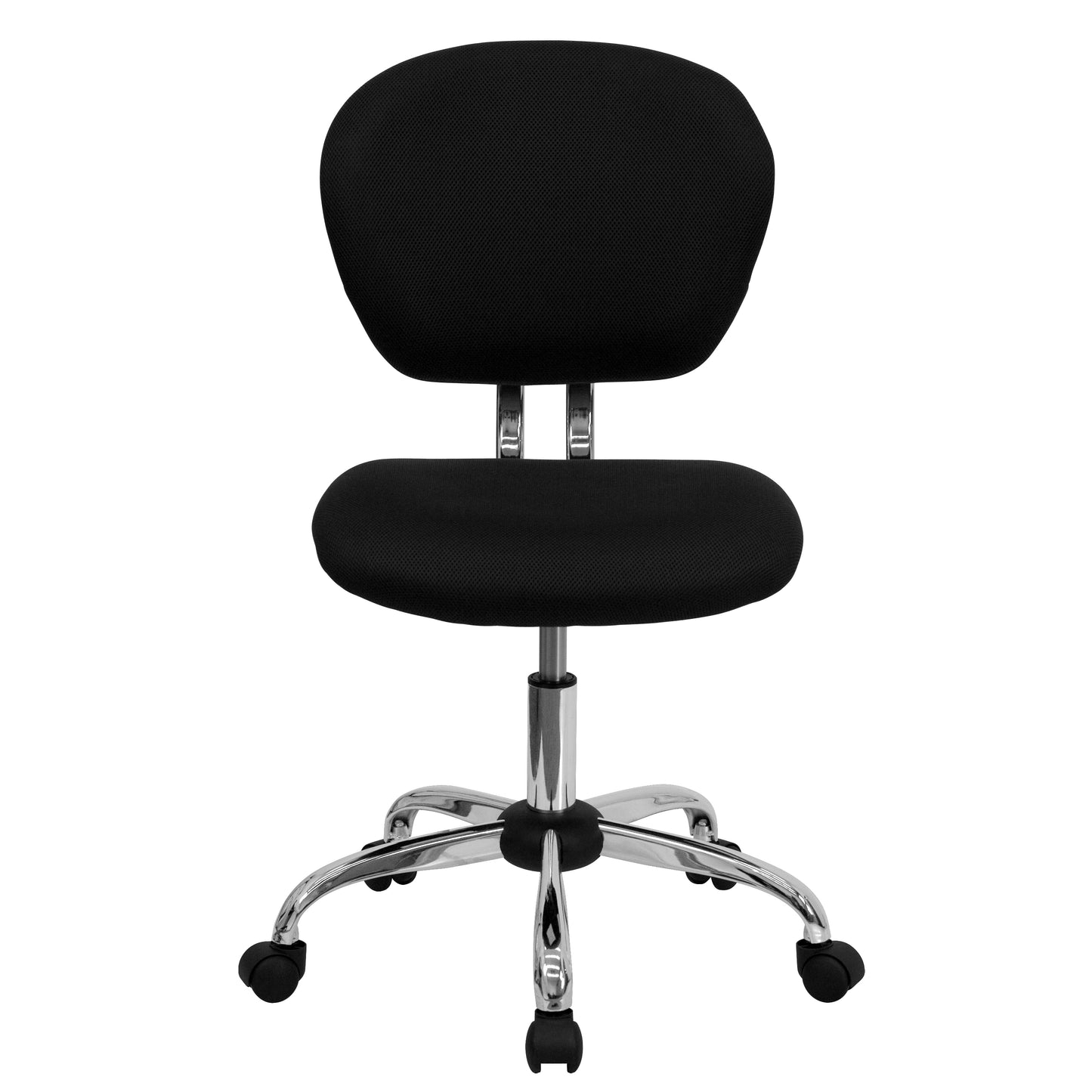 Beverly Mid-Back Black Mesh Padded Swivel Task Office Chair with Chrome Base Black
