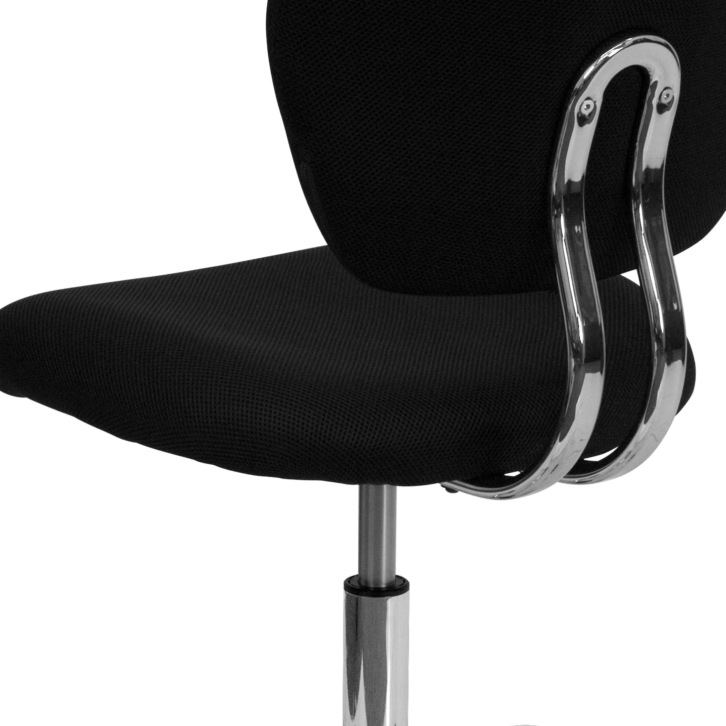 Beverly Mid-Back Black Mesh Padded Swivel Task Office Chair with Chrome Base Black