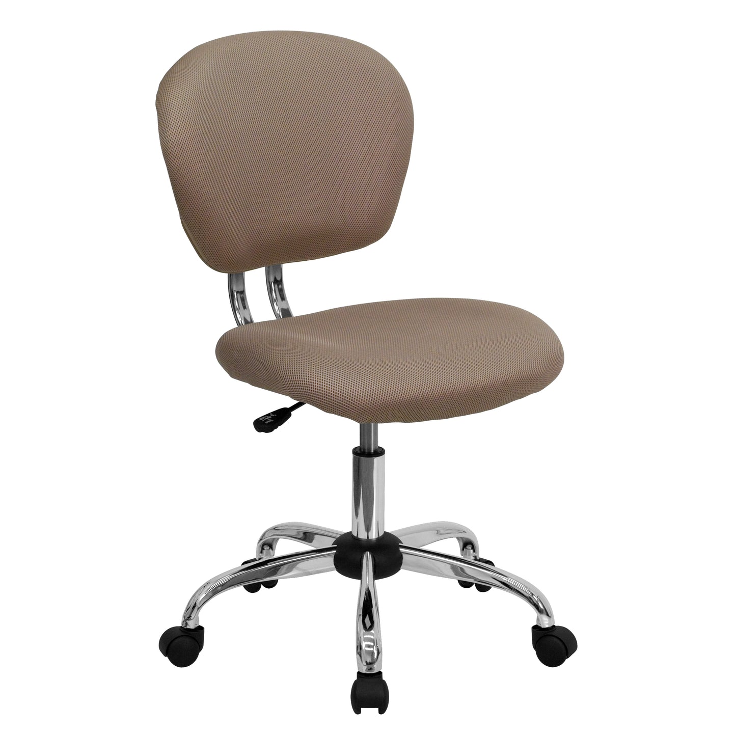 Beverly Mid-Back Coffee Brown Mesh Padded Swivel Task Office Chair with Chrome Base Coffee Brown