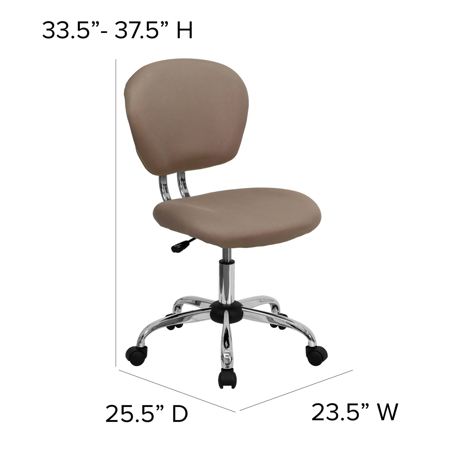 Beverly Mid-Back Coffee Brown Mesh Padded Swivel Task Office Chair with Chrome Base Coffee Brown