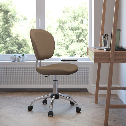 Beverly Mid-Back Coffee Brown Mesh Padded Swivel Task Office Chair with Chrome Base Coffee Brown H-2376-F-COF-GG