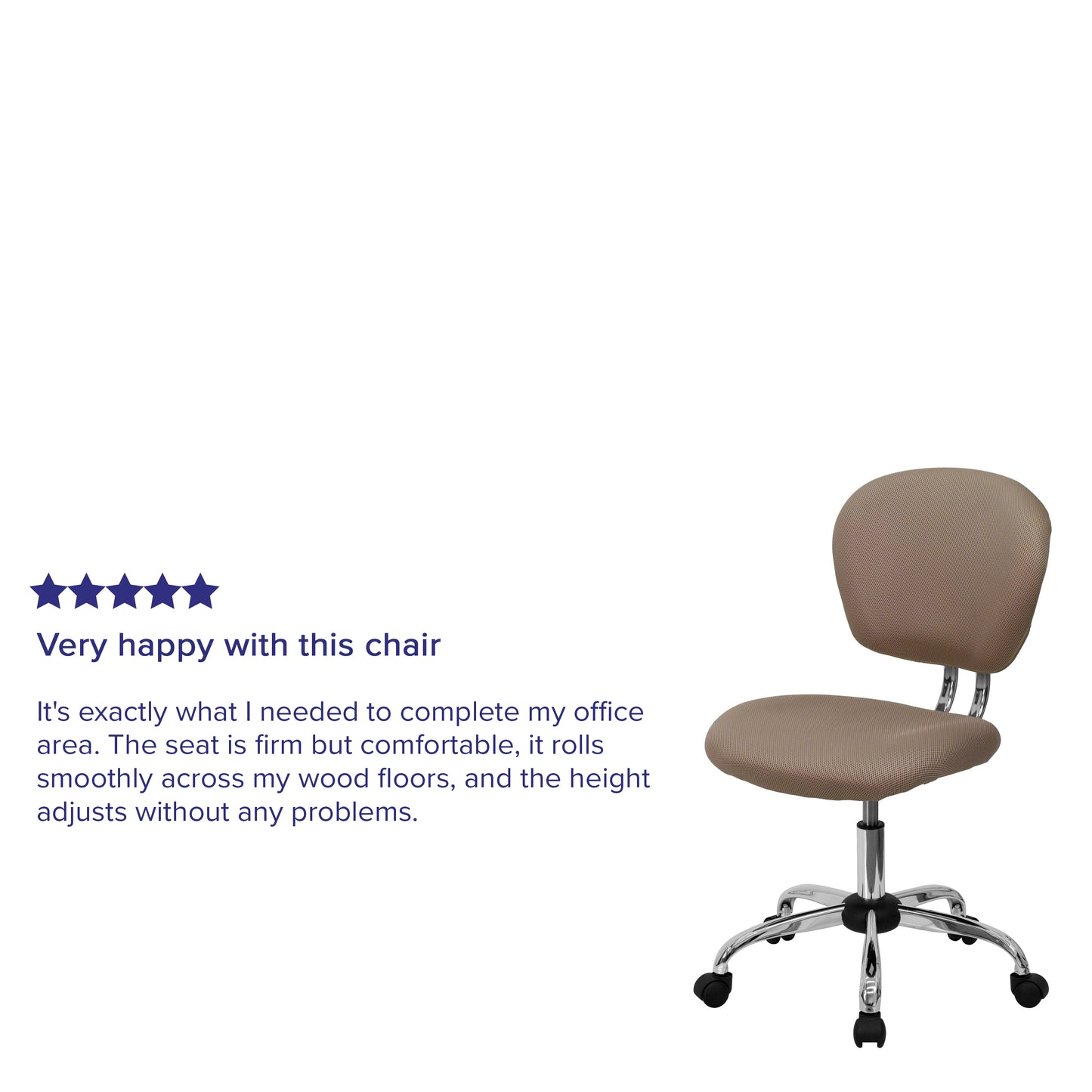 Beverly Mid-Back Coffee Brown Mesh Padded Swivel Task Office Chair with Chrome Base Coffee Brown
