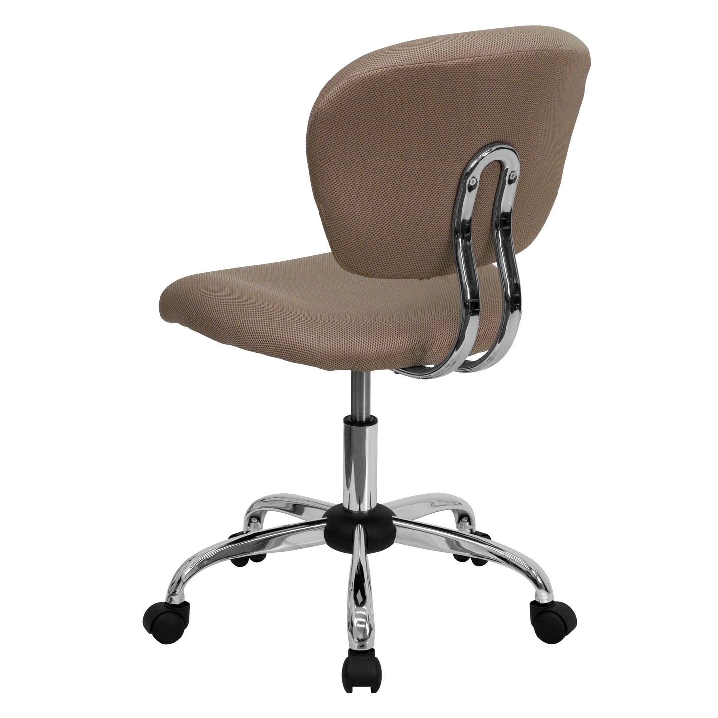 Beverly Mid-Back Coffee Brown Mesh Padded Swivel Task Office Chair with Chrome Base Coffee Brown