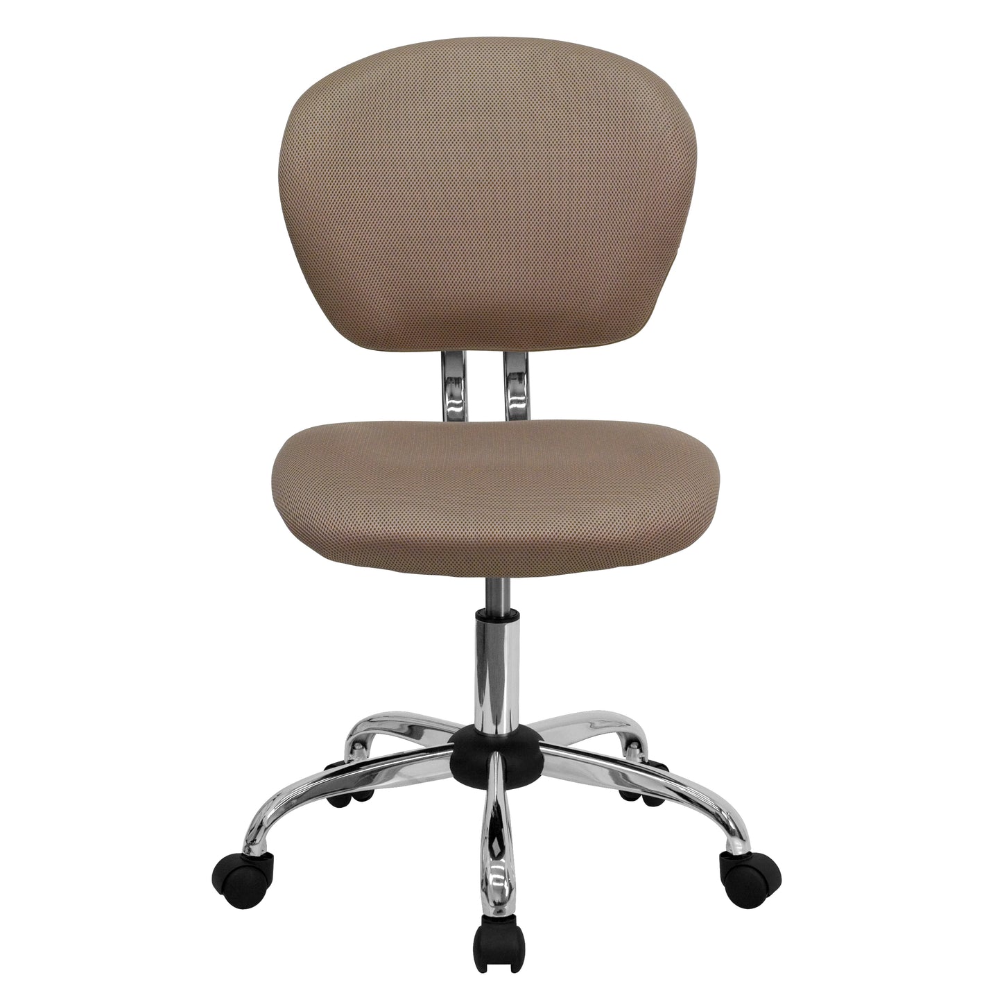 Beverly Mid-Back Coffee Brown Mesh Padded Swivel Task Office Chair with Chrome Base Coffee Brown