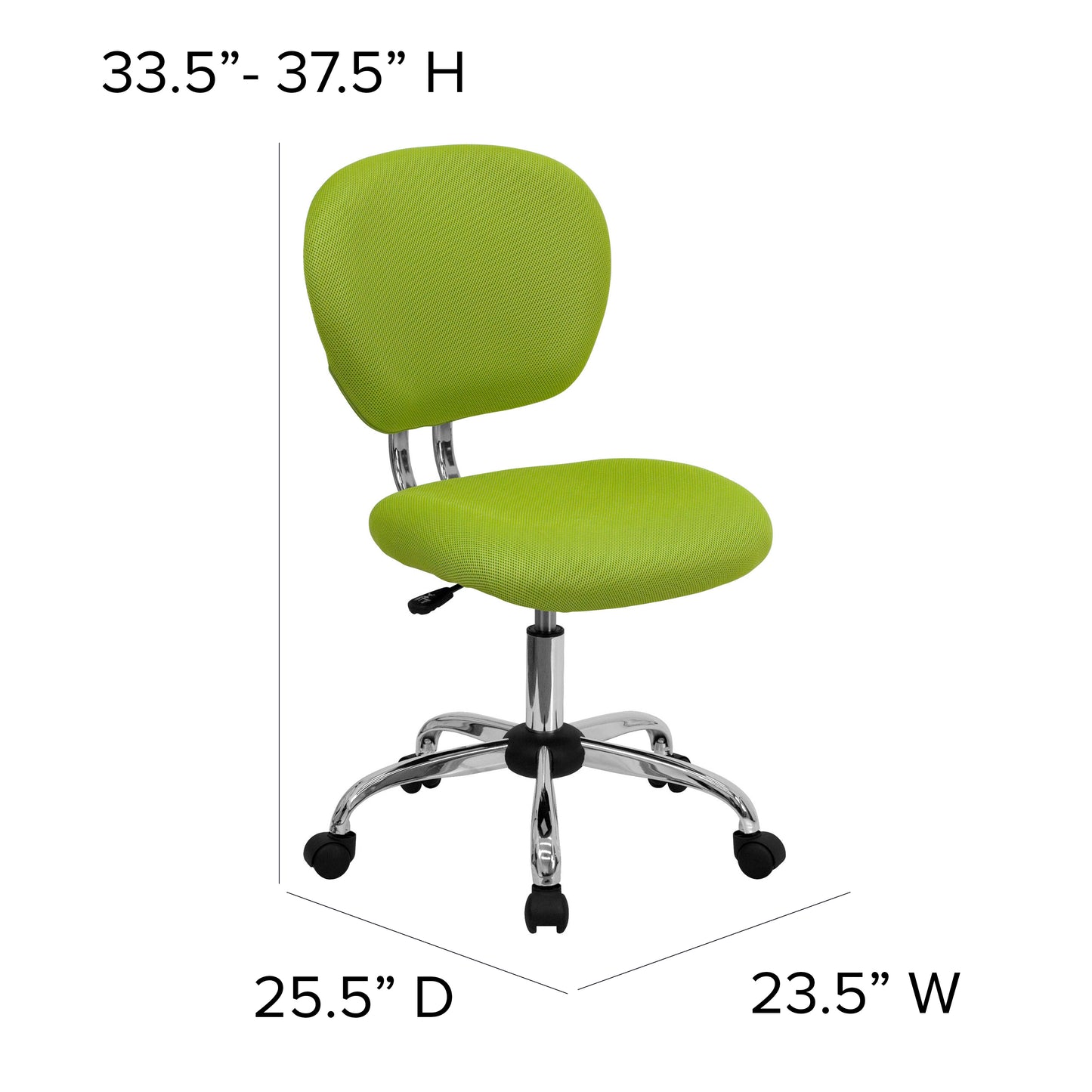 Beverly Mid-Back Apple Green Mesh Padded Swivel Task Office Chair with Chrome Base Apple Green