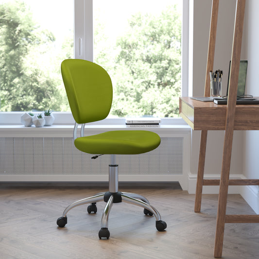 Beverly Mid-Back Apple Green Mesh Padded Swivel Task Office Chair with Chrome Base Apple Green H-2376-F-GN-GG