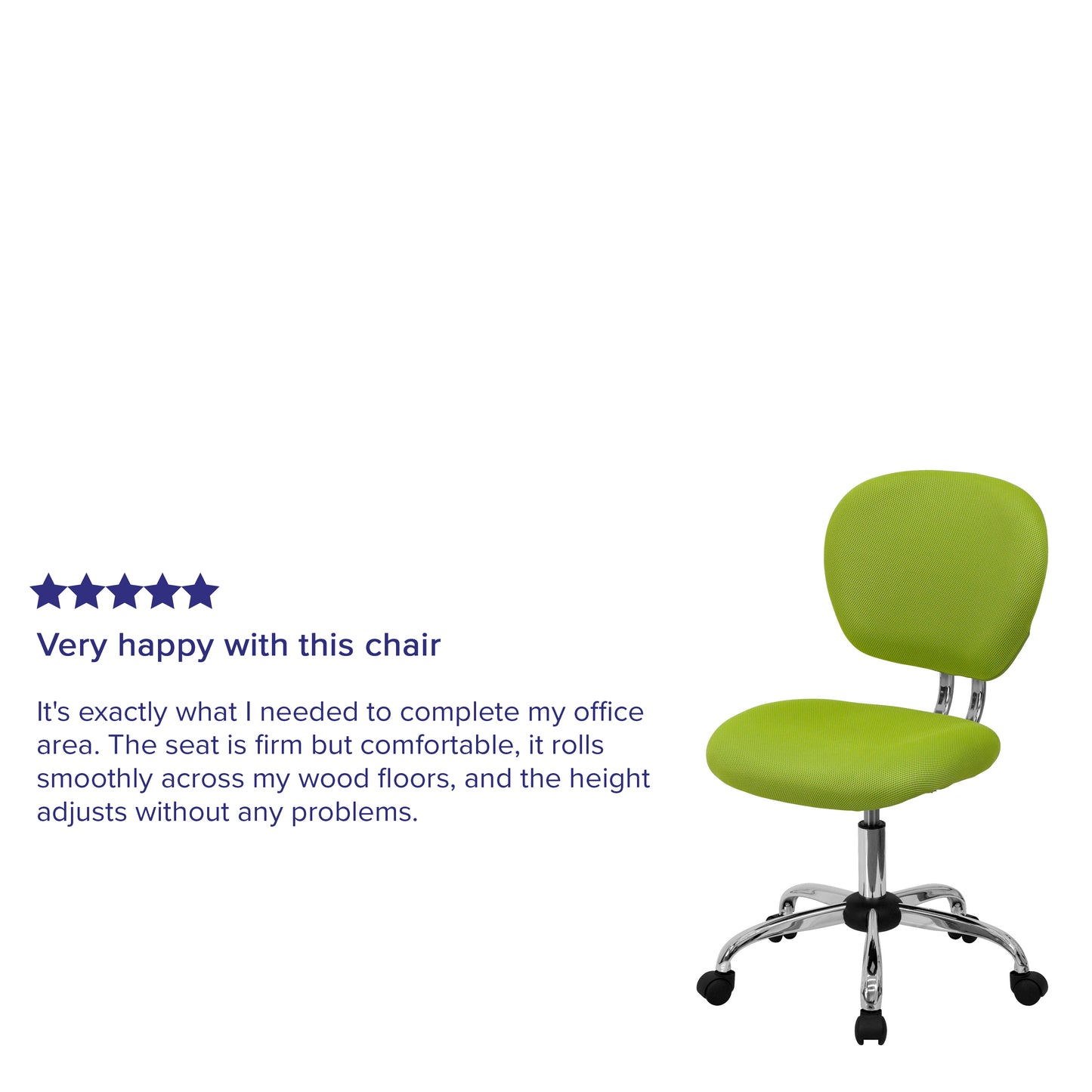 Beverly Mid-Back Apple Green Mesh Padded Swivel Task Office Chair with Chrome Base Apple Green