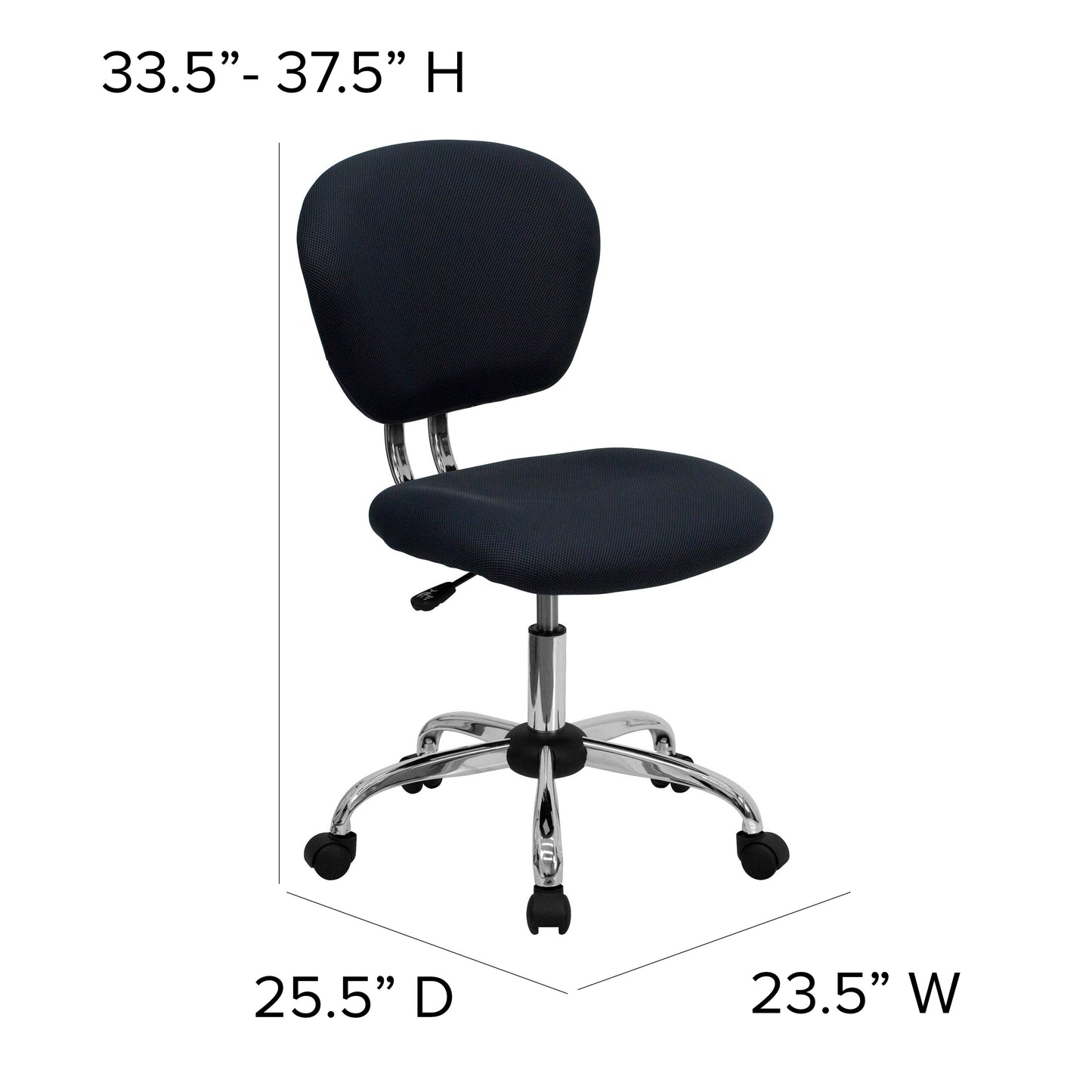Beverly Mid-Back Gray Mesh Padded Swivel Task Office Chair with Chrome Base Gray