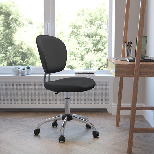 Beverly Mid-Back Gray Mesh Padded Swivel Task Office Chair with Chrome Base Gray H-2376-F-GY-GG