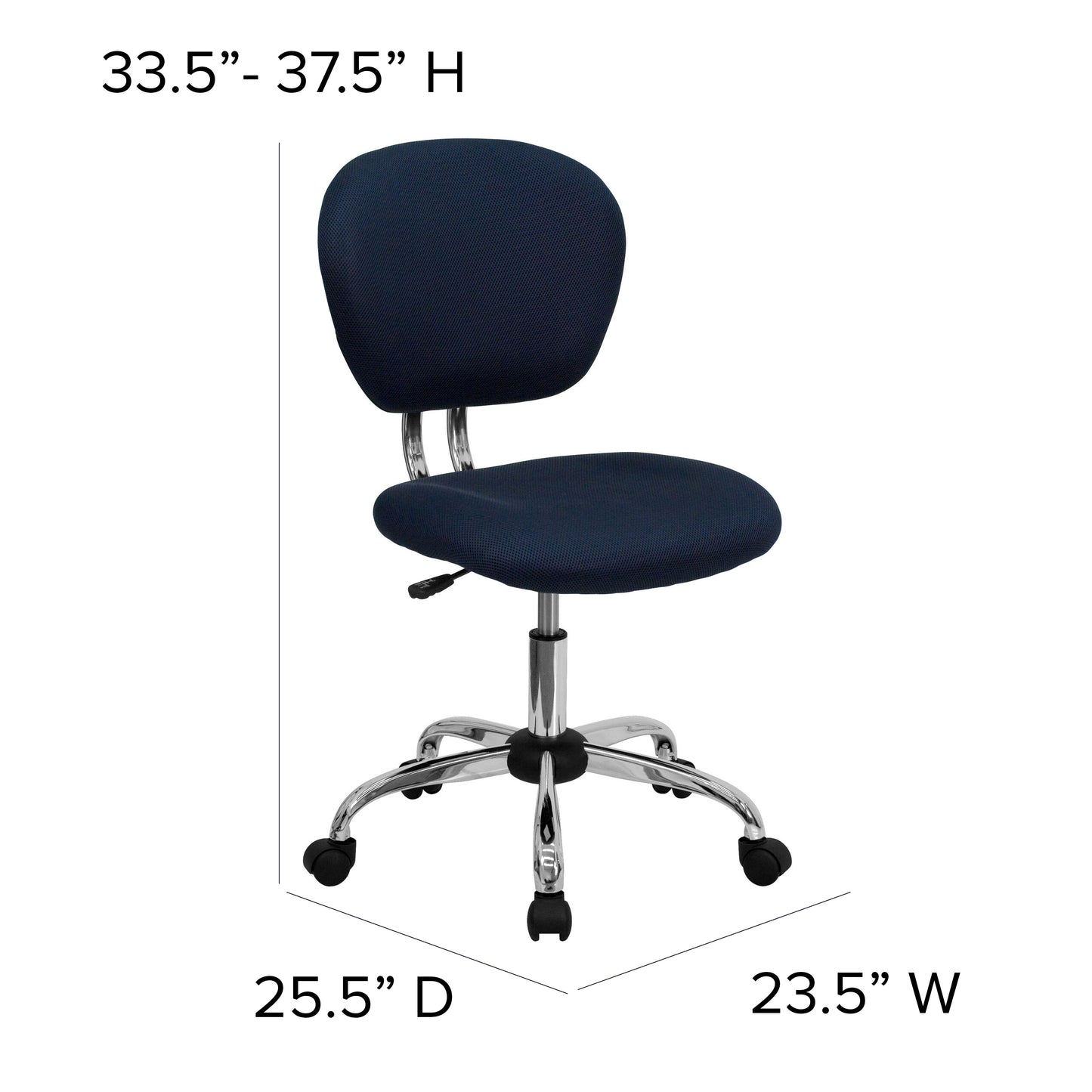 Beverly Mid-Back Navy Mesh Padded Swivel Task Office Chair with Chrome Base Navy