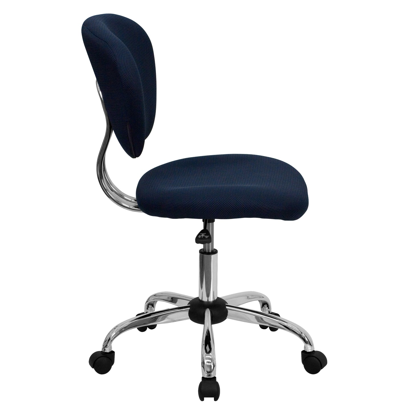 Beverly Mid-Back Navy Mesh Padded Swivel Task Office Chair with Chrome Base Navy