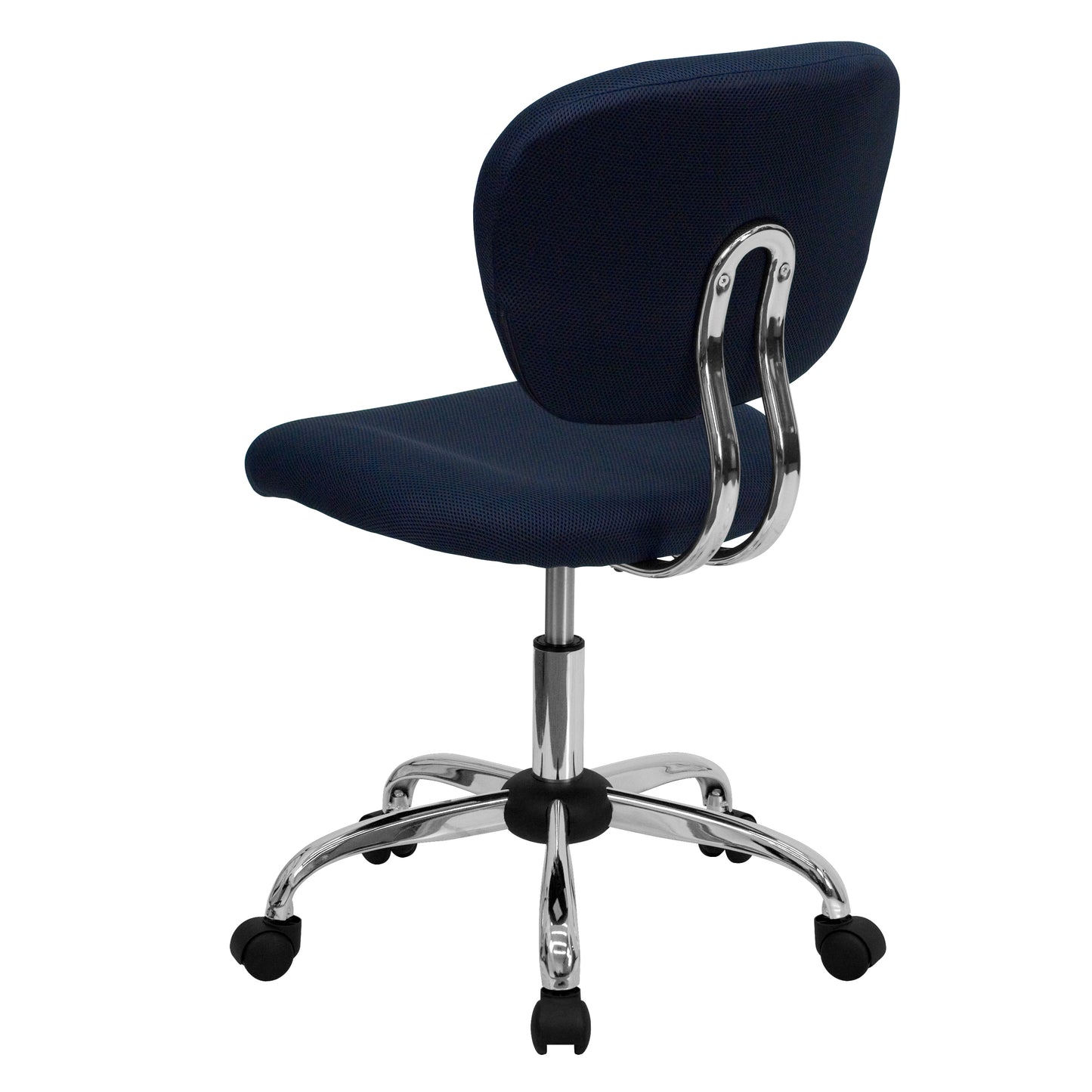 Beverly Mid-Back Navy Mesh Padded Swivel Task Office Chair with Chrome Base Navy