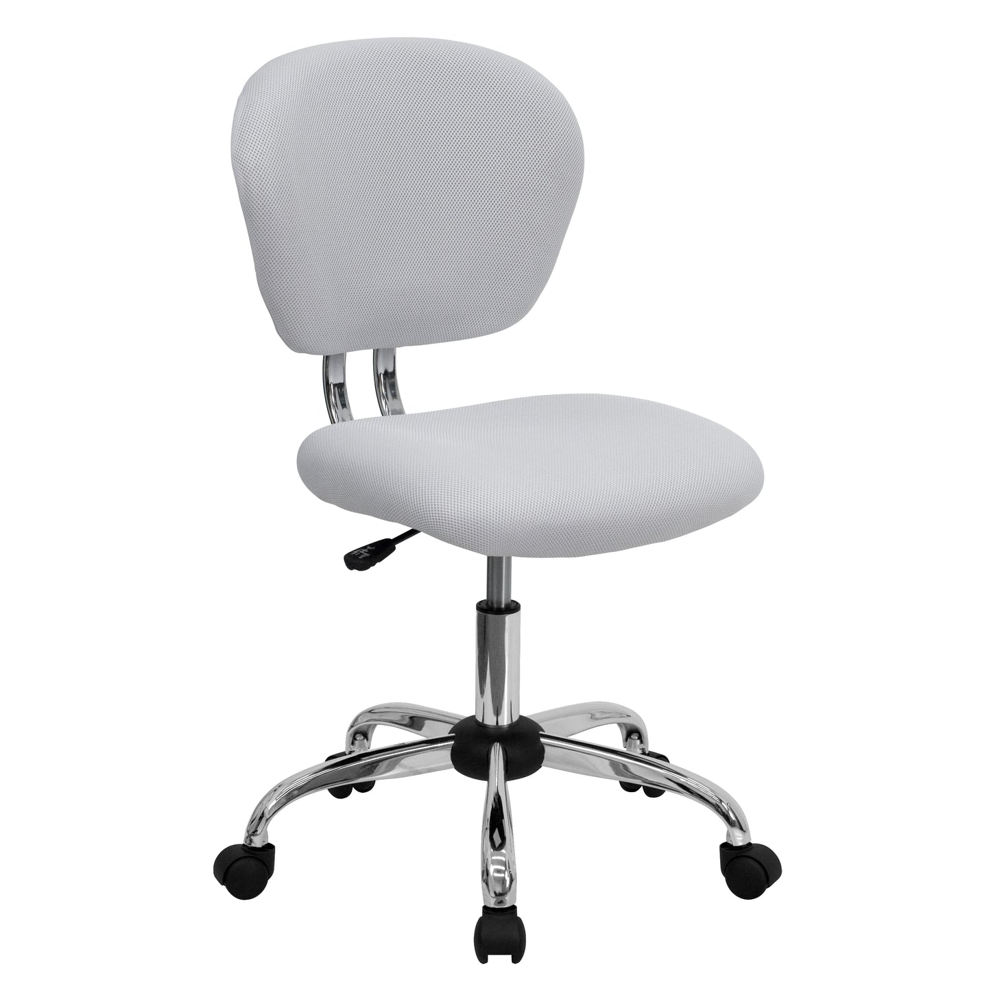 Beverly Mid-Back White Mesh Padded Swivel Task Office Chair with Chrome Base White