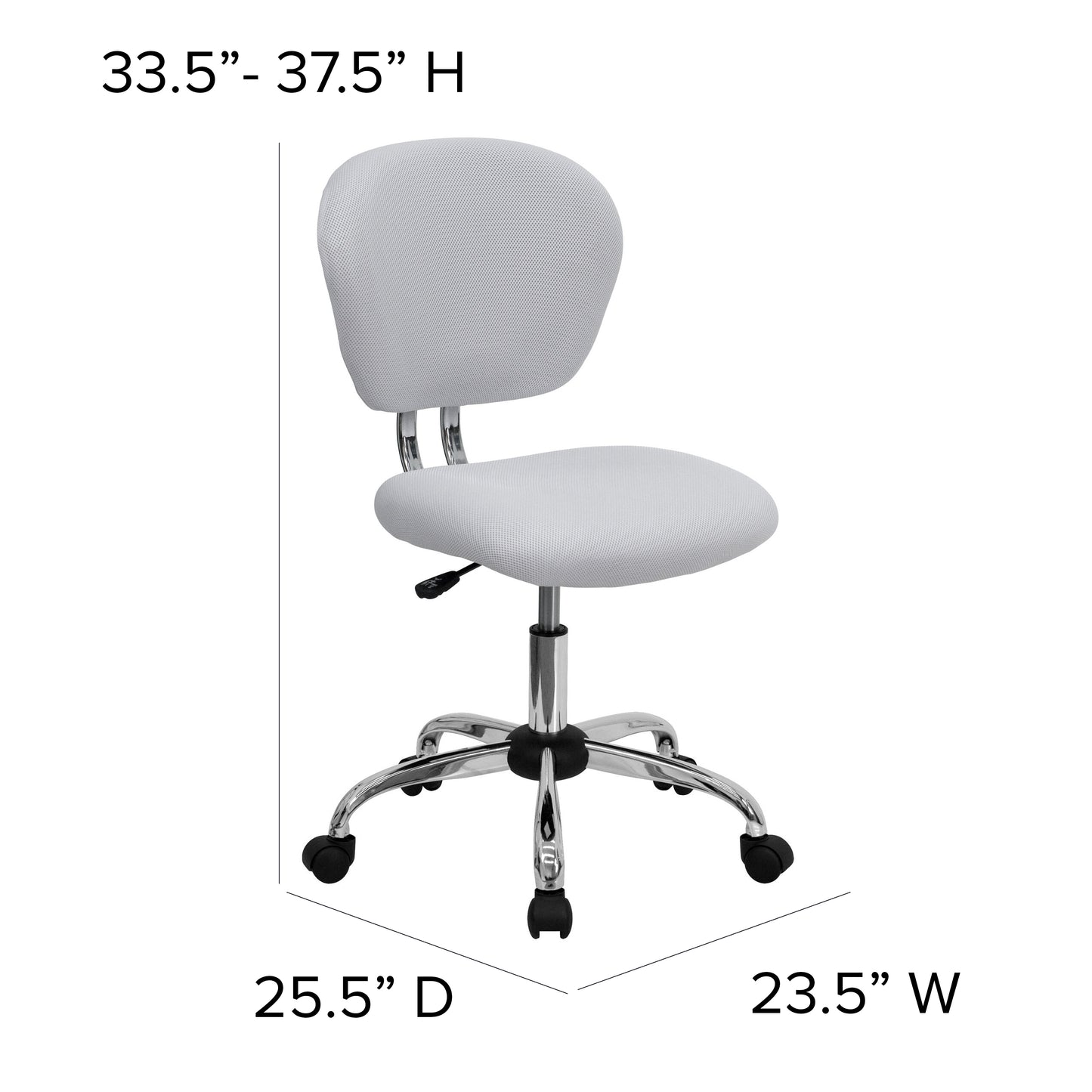 Beverly Mid-Back White Mesh Padded Swivel Task Office Chair with Chrome Base White